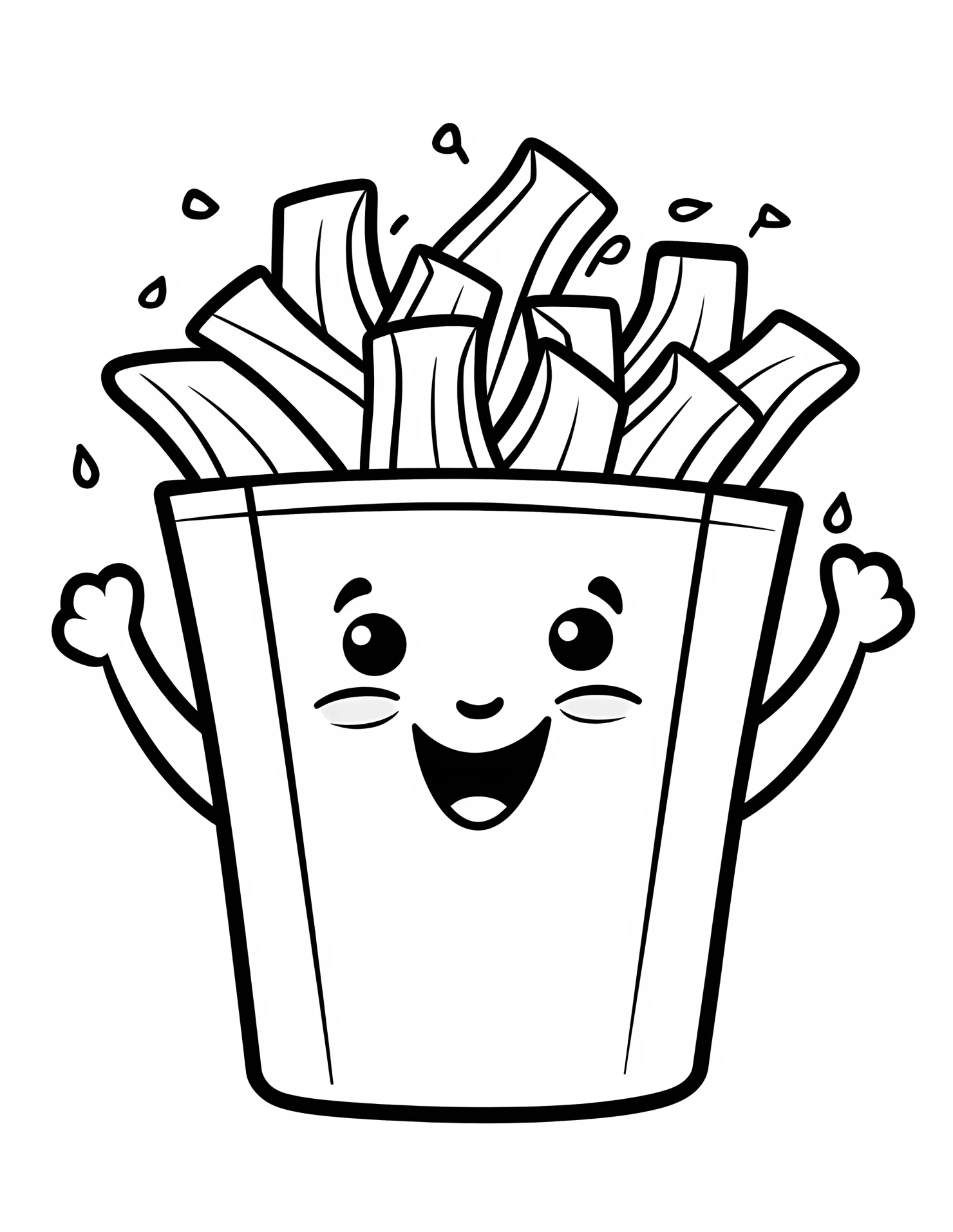 French fries for kids coloring page on white color background #31577