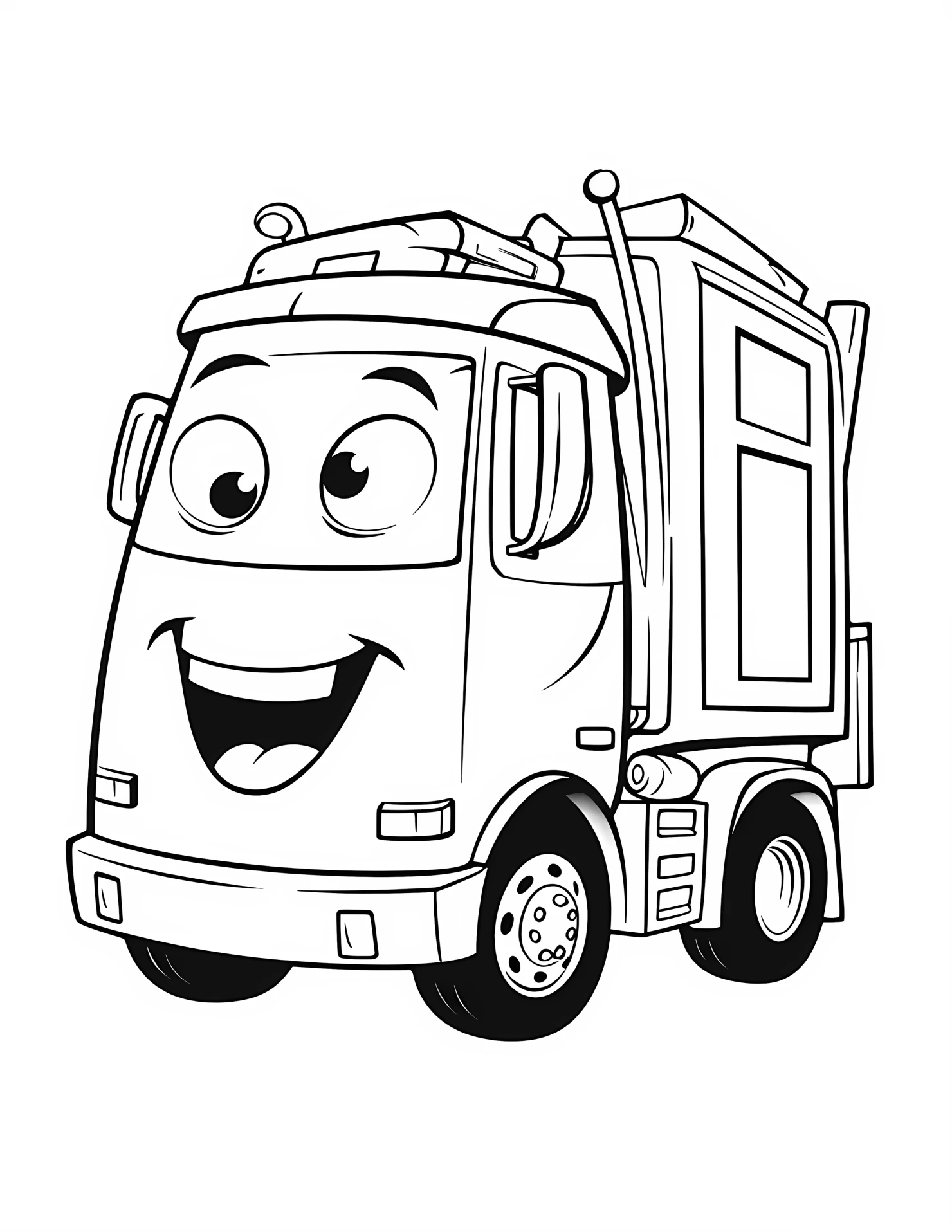 Garbage truck for kids coloring page on white color background #31594