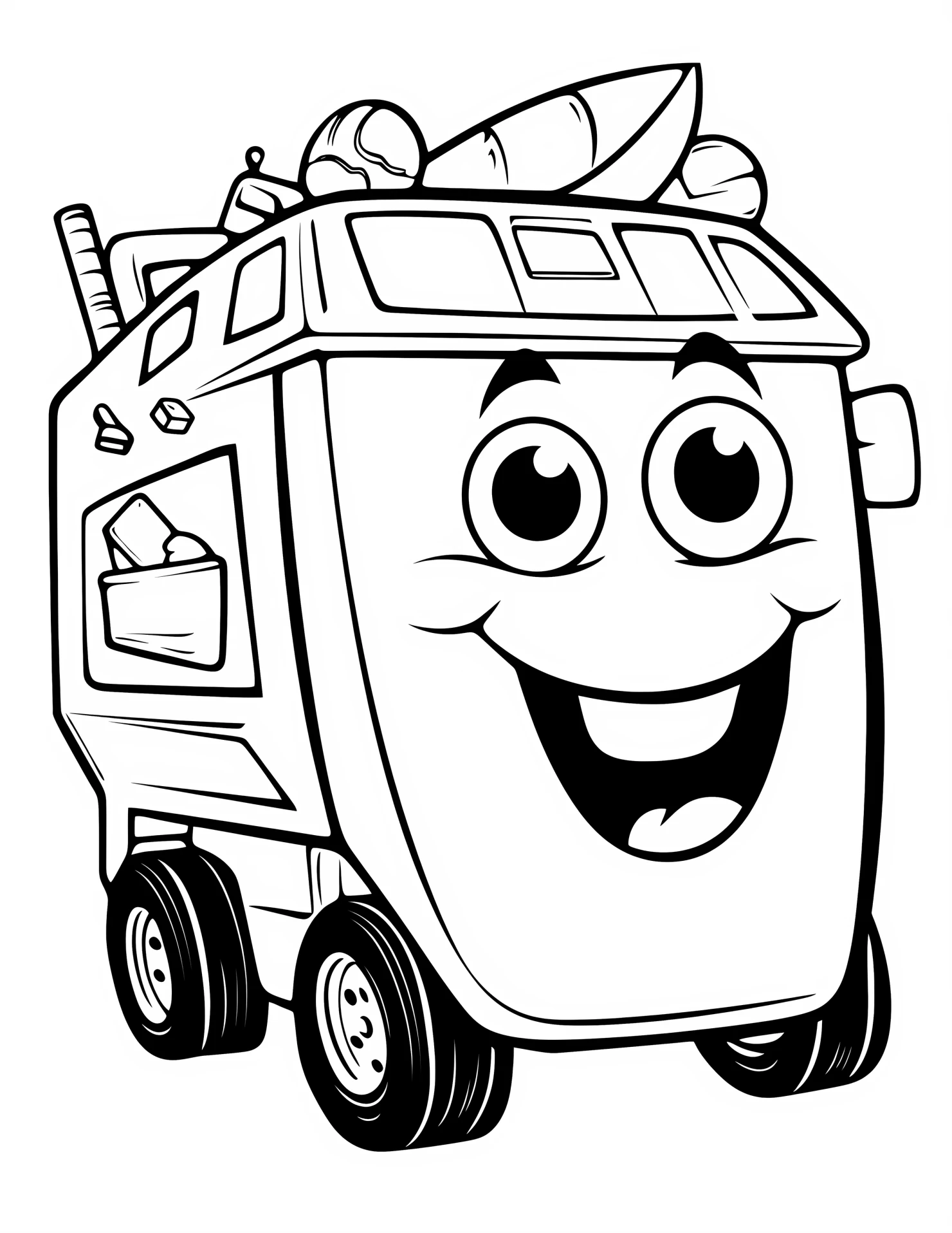 Garbage truck for kids coloring page on white color background #31597