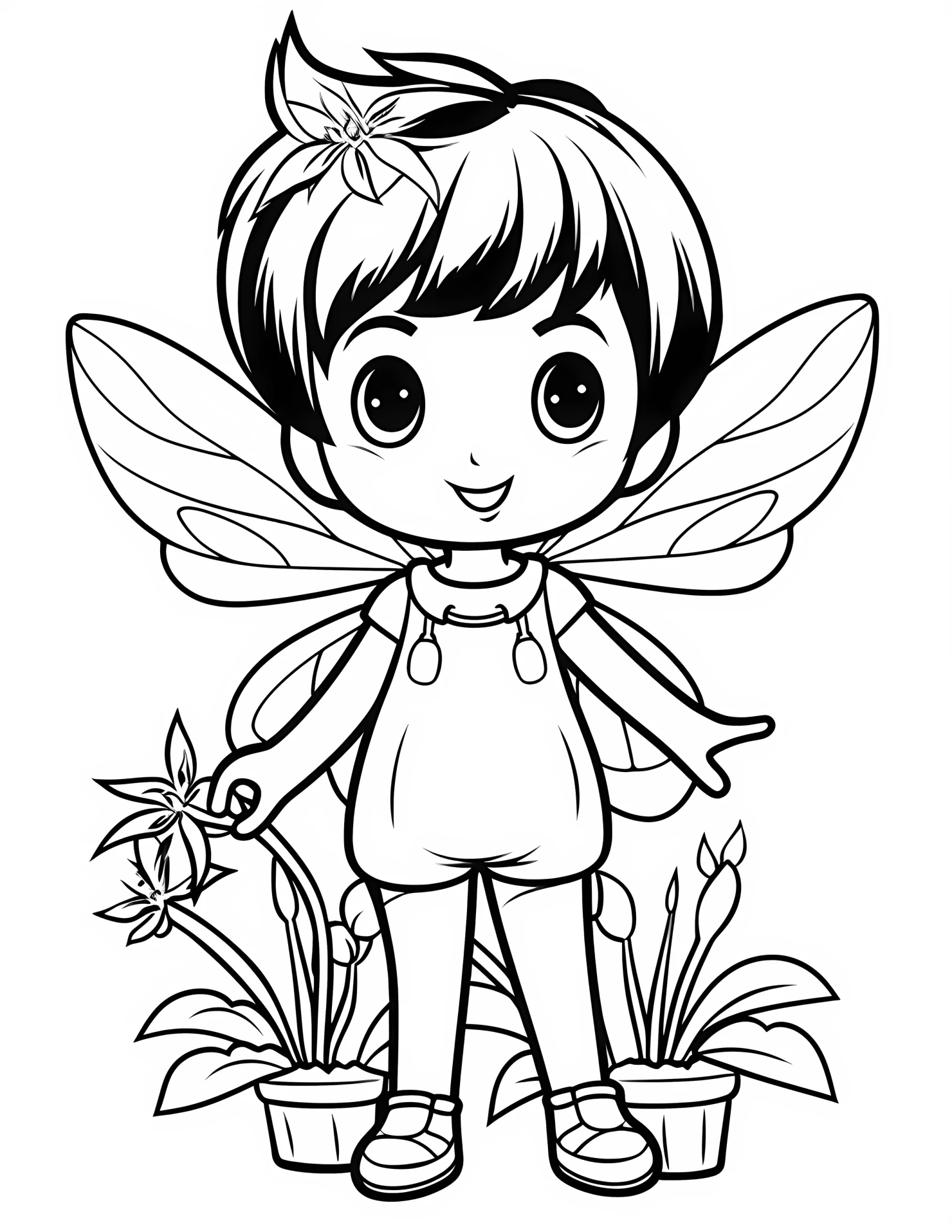 Garden fairy for kids coloring page on white color background #31599