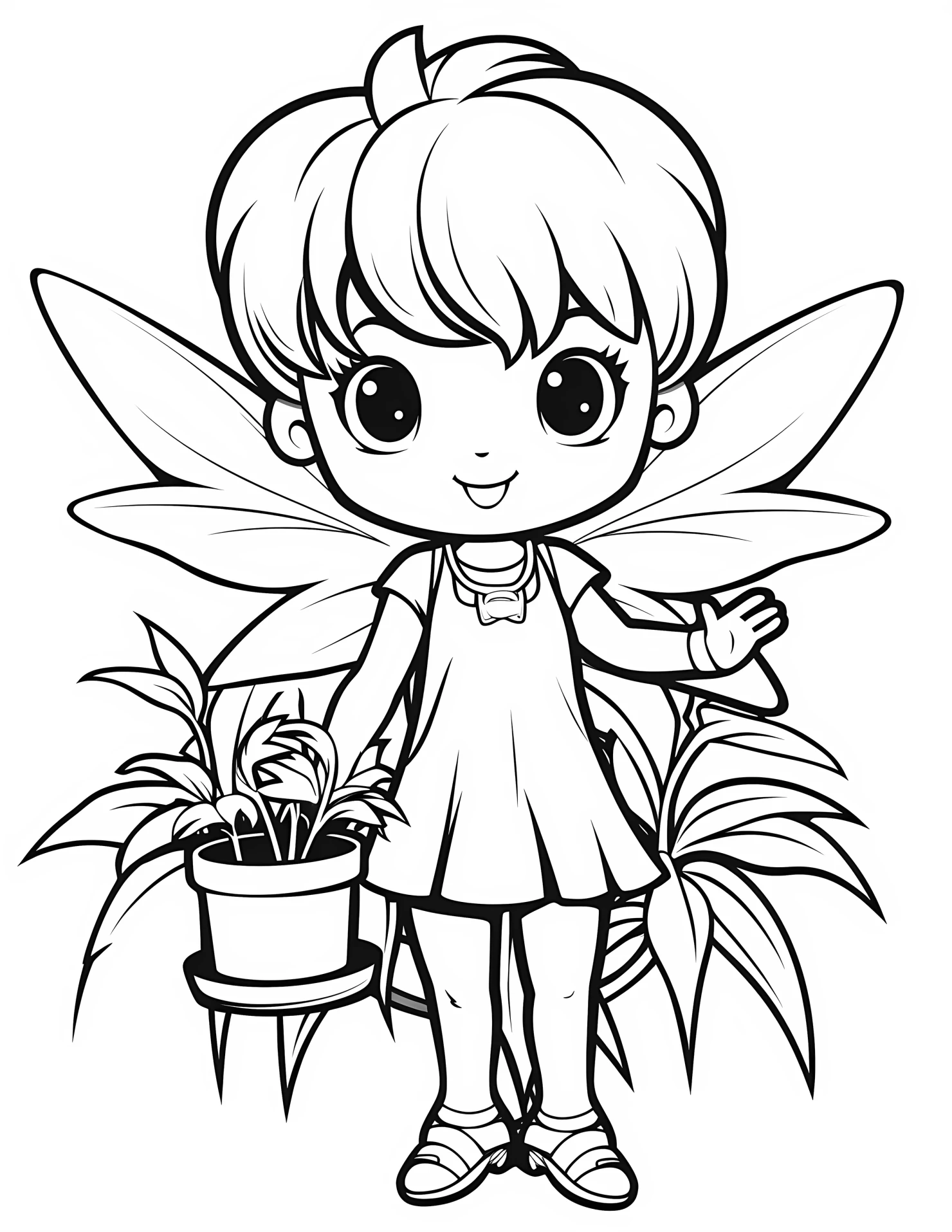 Garden fairy for kids coloring page on white color background #31600
