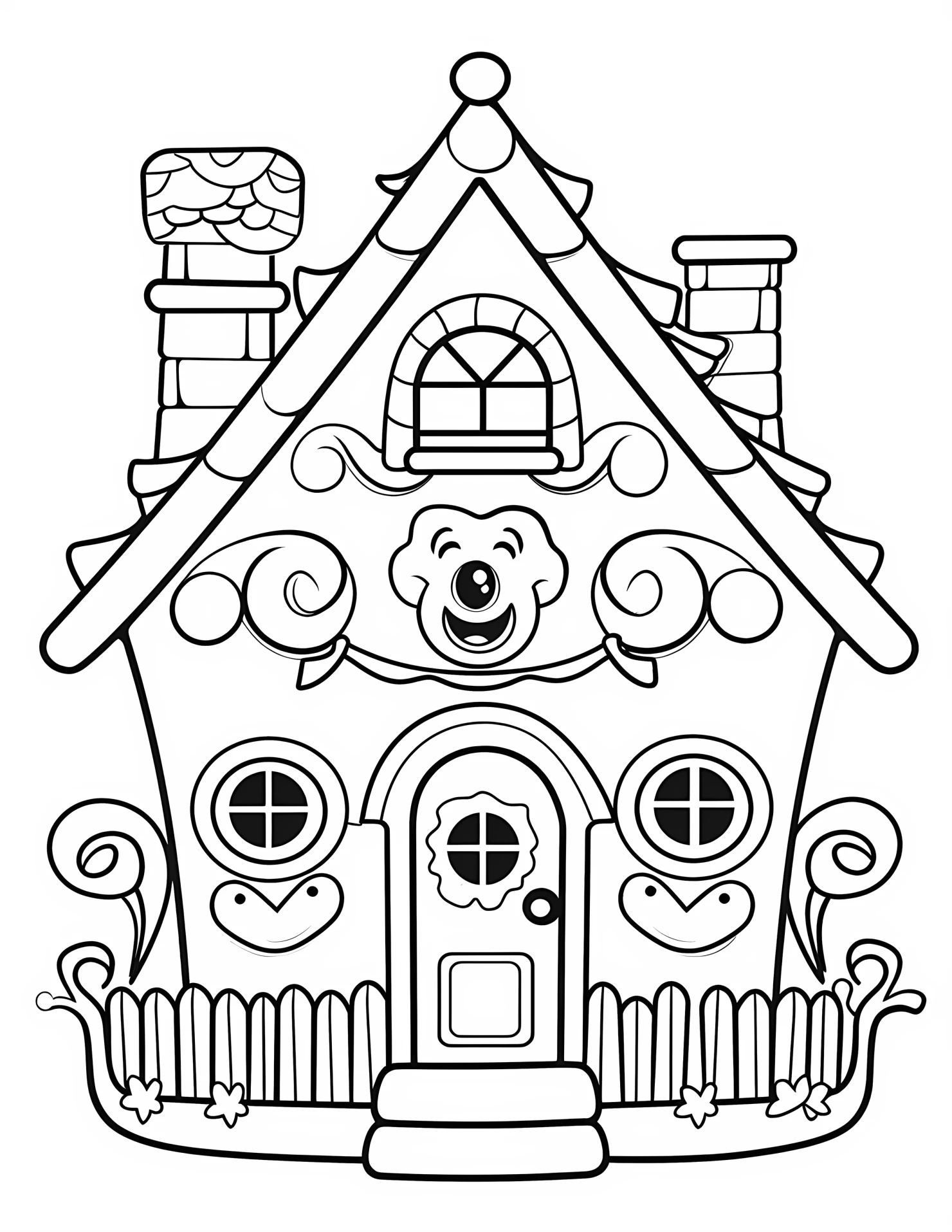 Gingerbread house for kids coloring page on white color background #31618