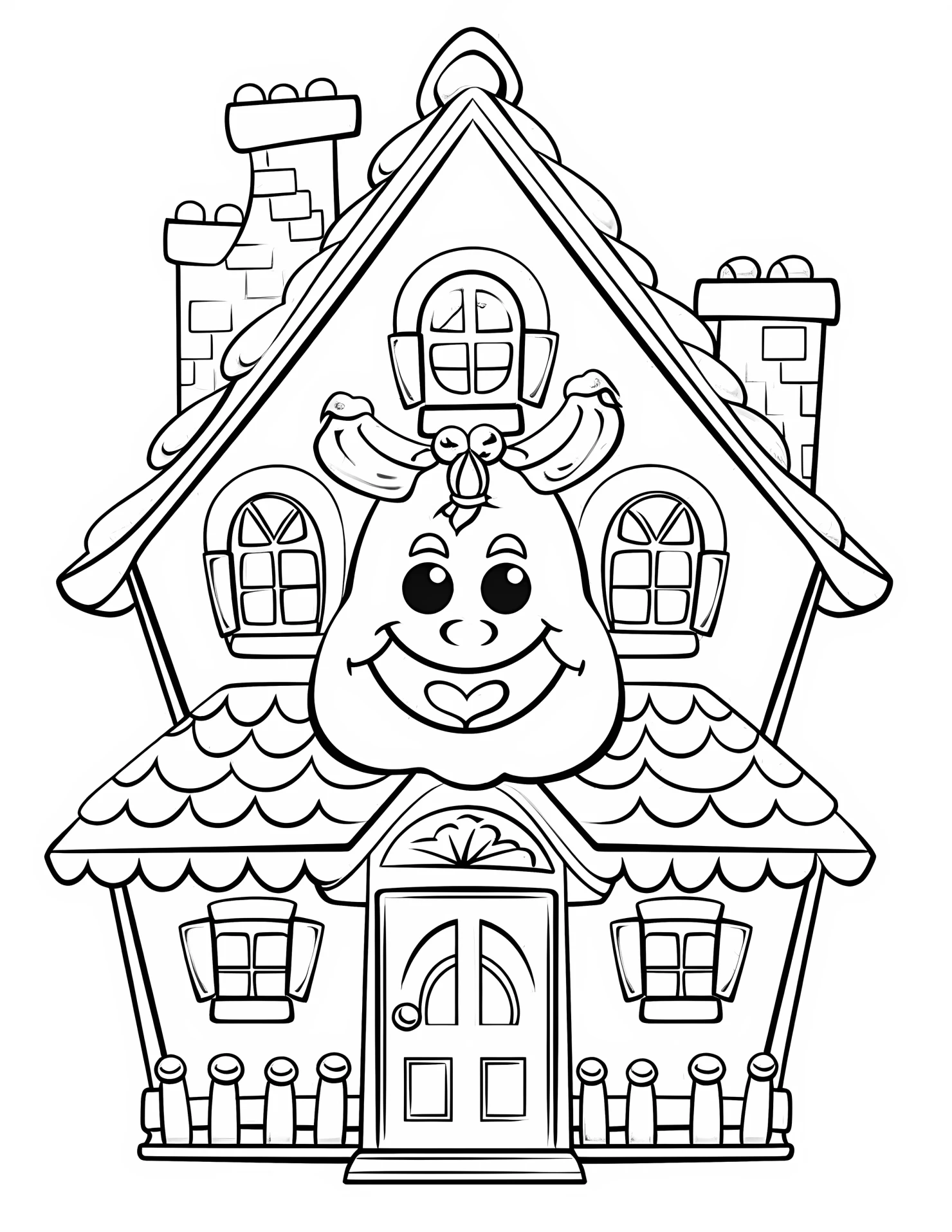 Gingerbread house for kids coloring page on white color background #31619
