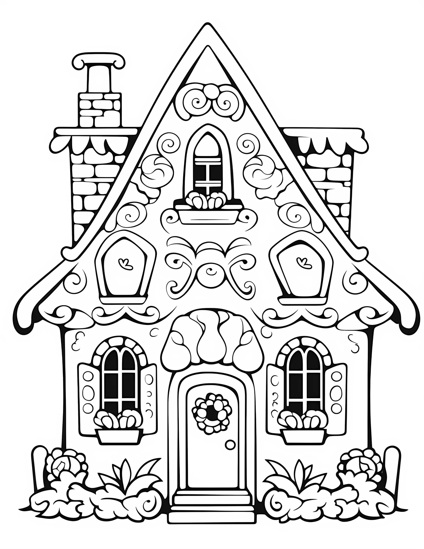 Gingerbread house for kids coloring page on white color background #31620