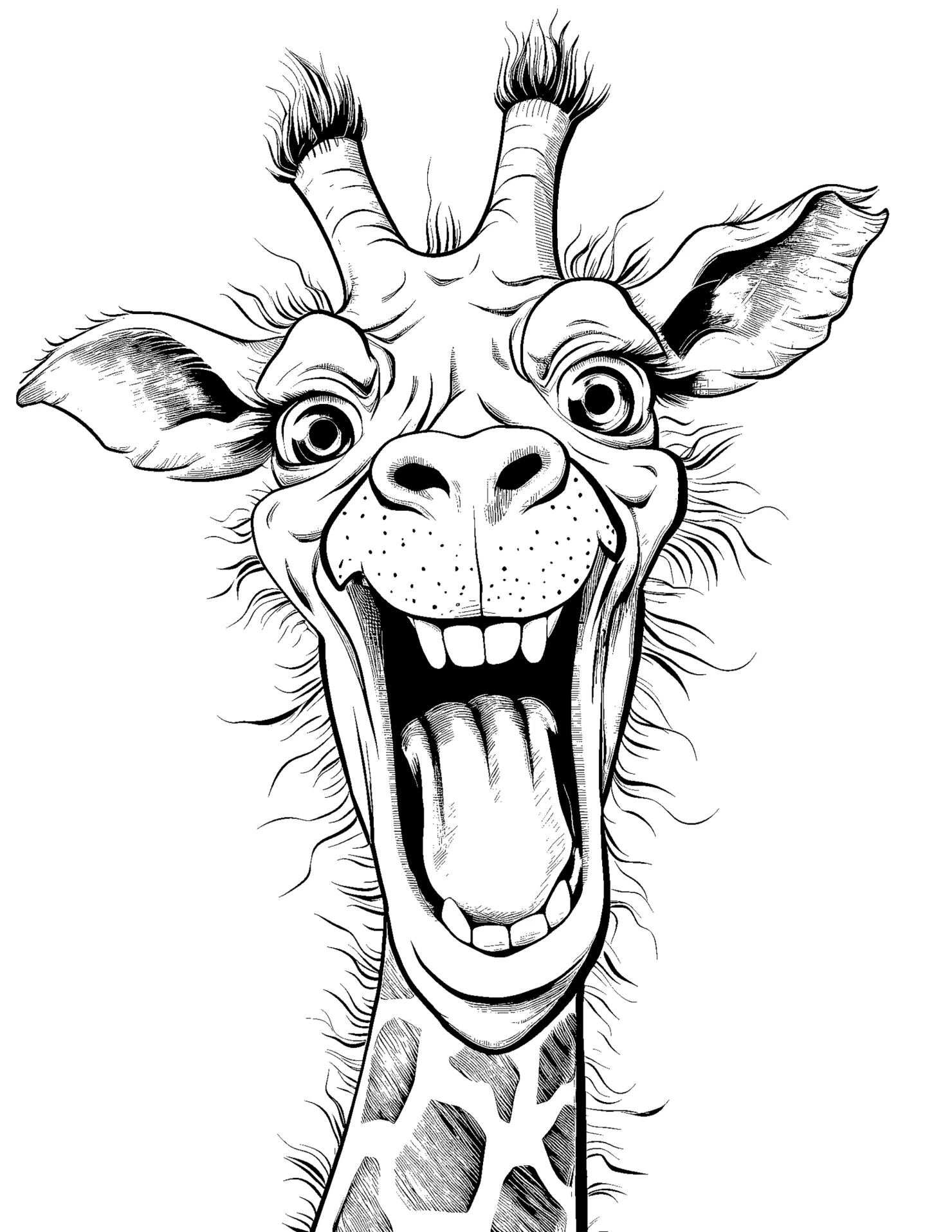Giraffe for kids coloring page on white color background #31624