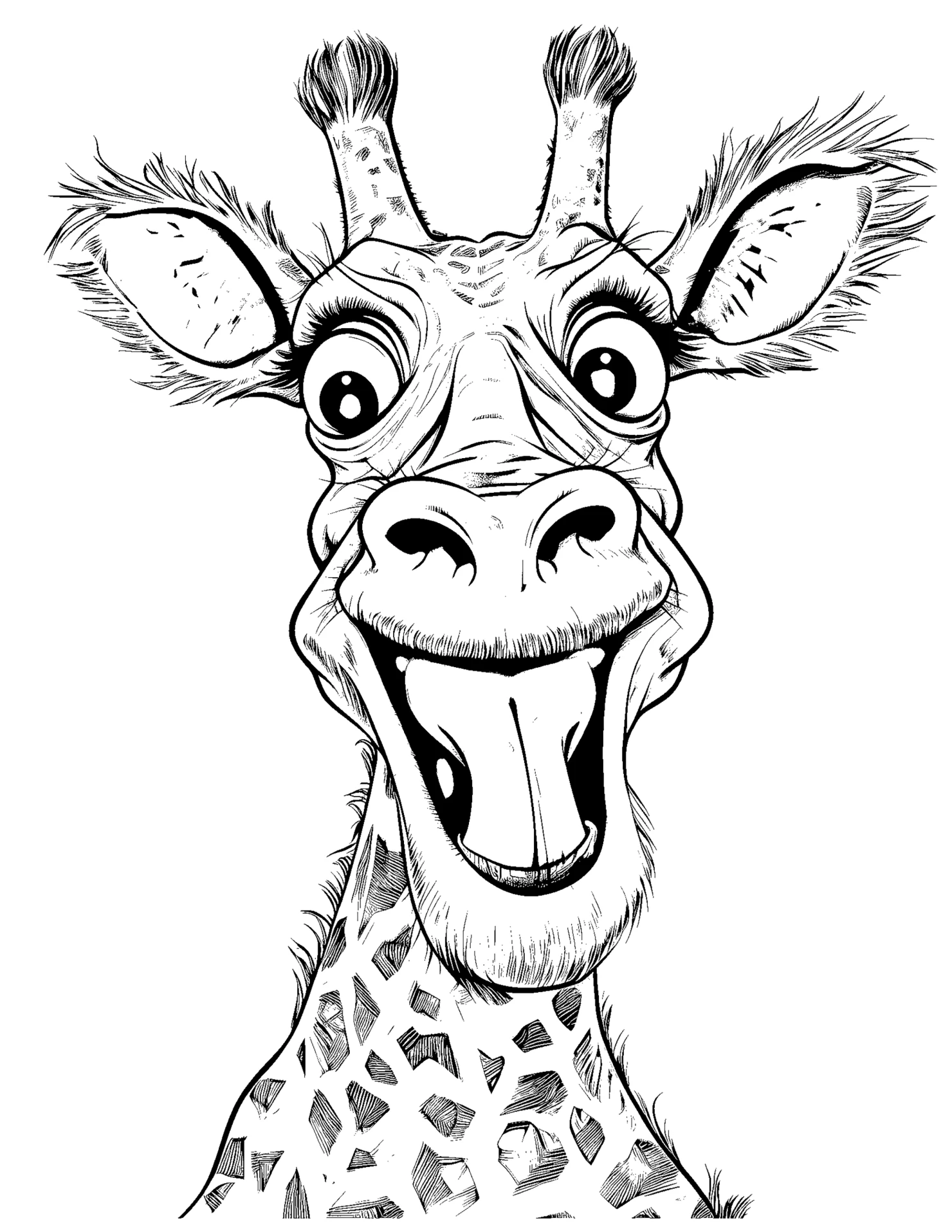 Giraffe for kids coloring page on white color background #31625