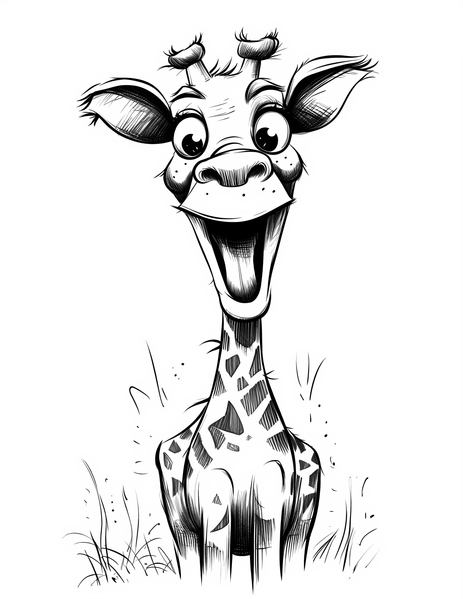 Giraffe for kids coloring page on white color background #31633