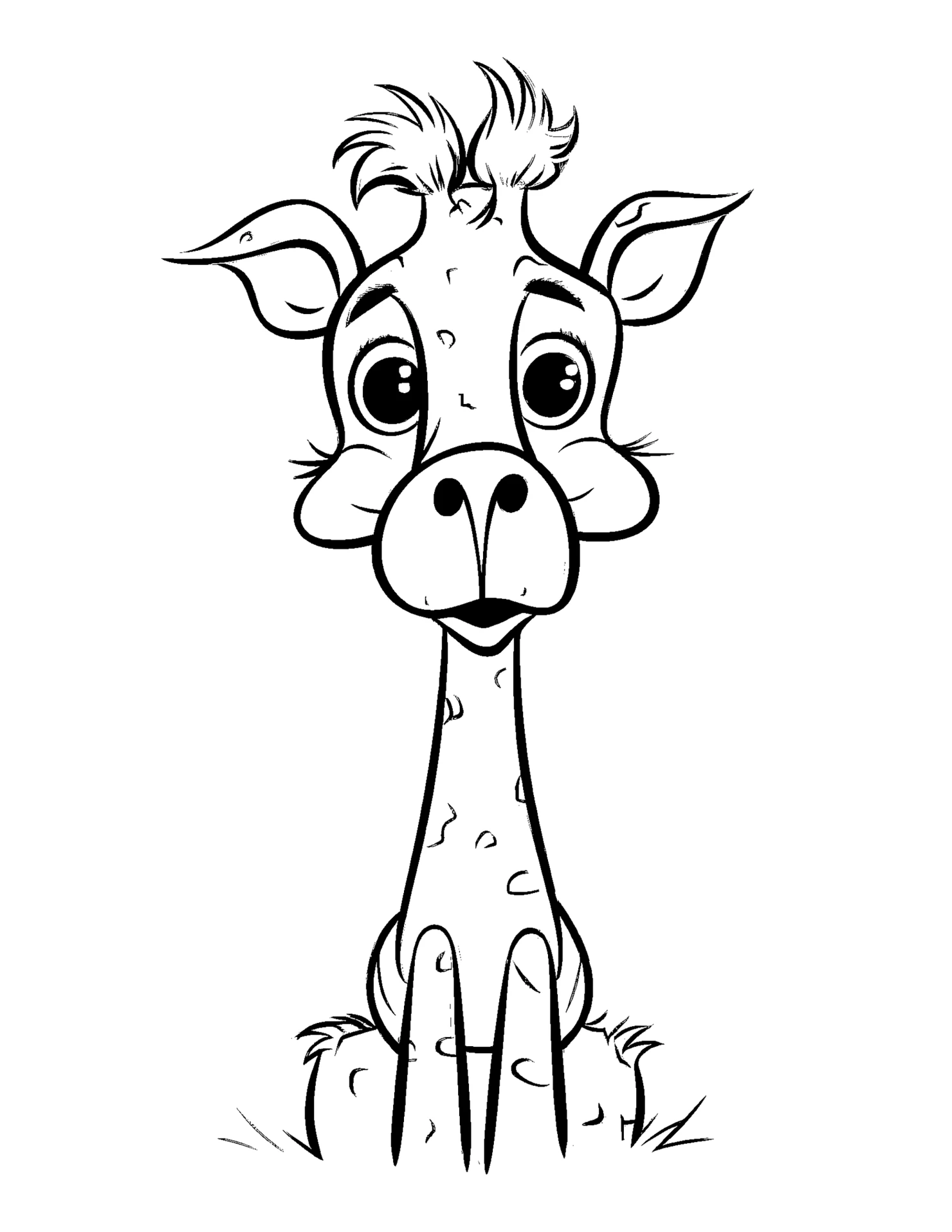 Giraffe for kids coloring page on white color background #31636