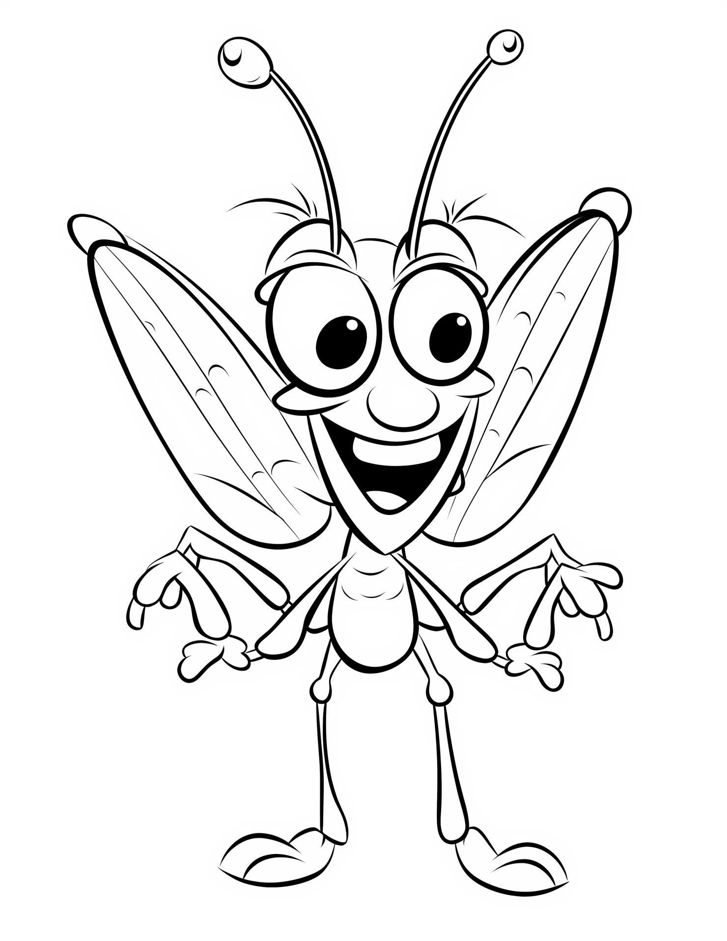 Grasshopper for kids coloring page on white color background #31670