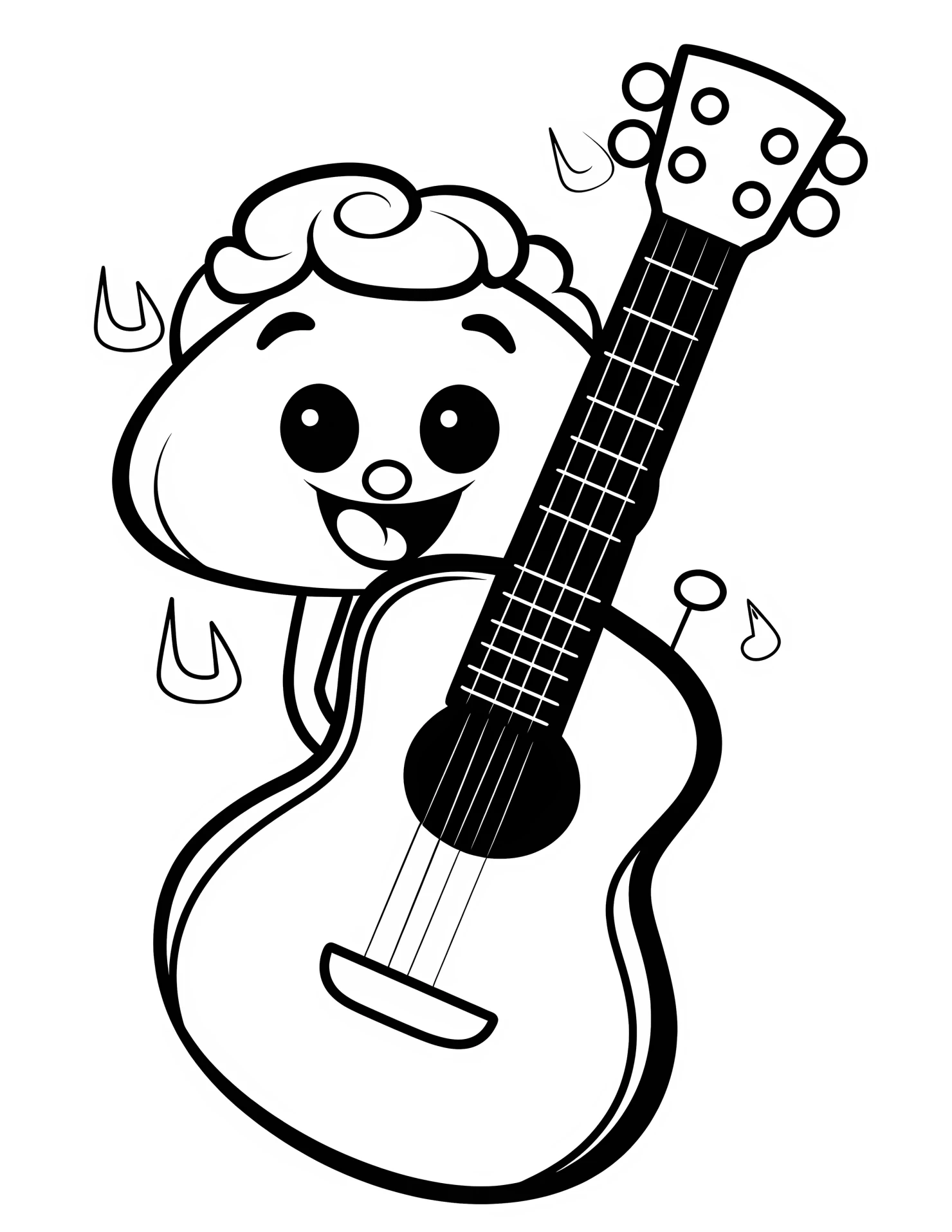 Guitar for kids coloring page on white color background #31681