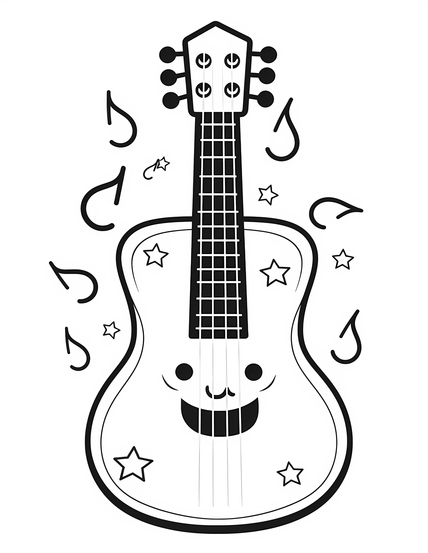 Guitar for kids coloring page on white color background #31682