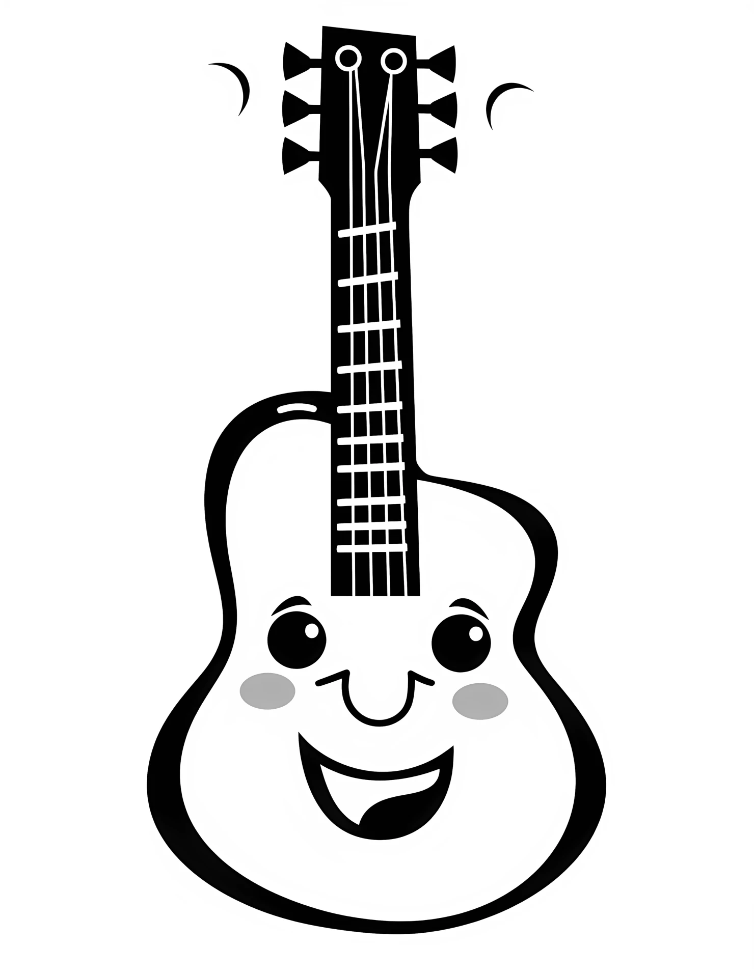 Guitar for kids coloring page on white color background #31684