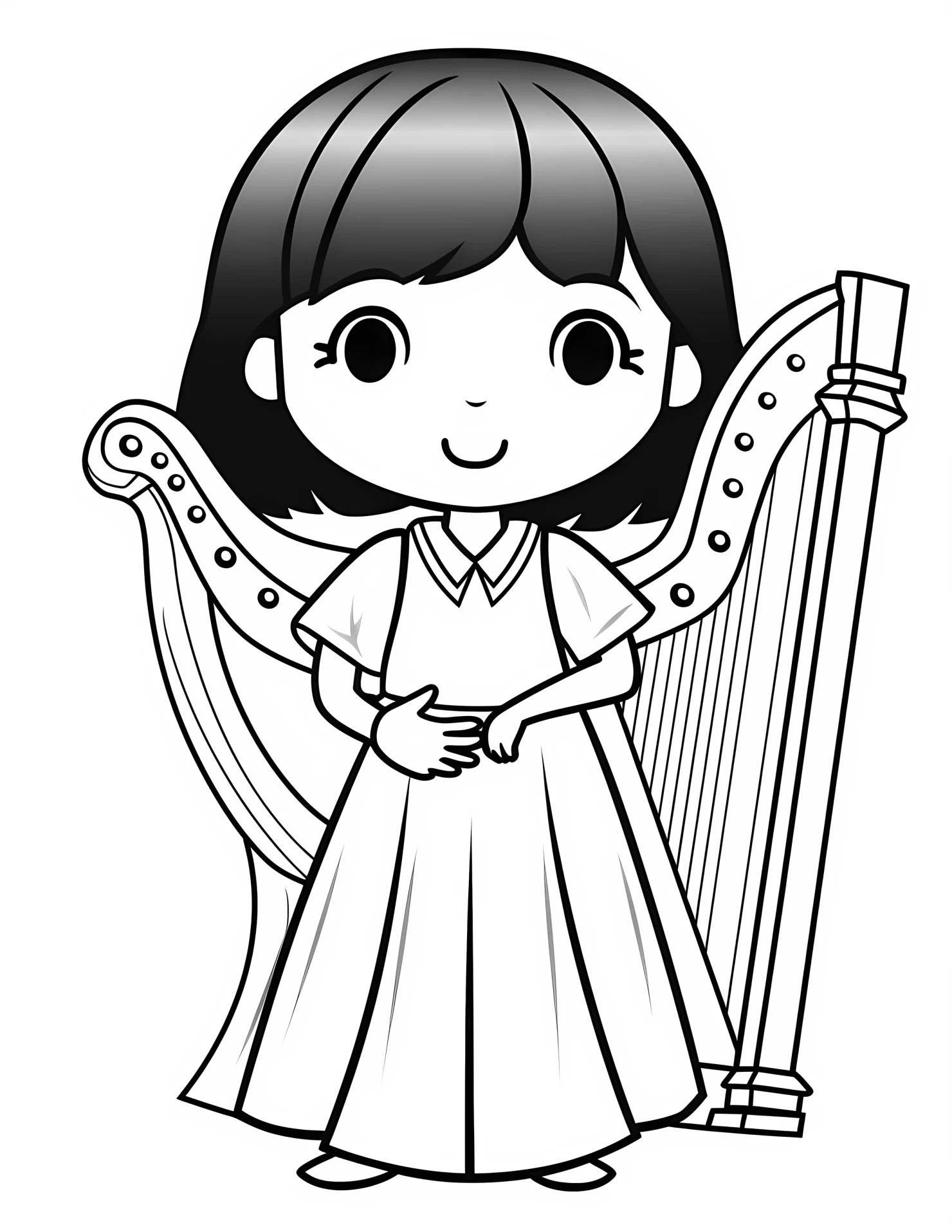 Harp for kids coloring page on white color background #31713