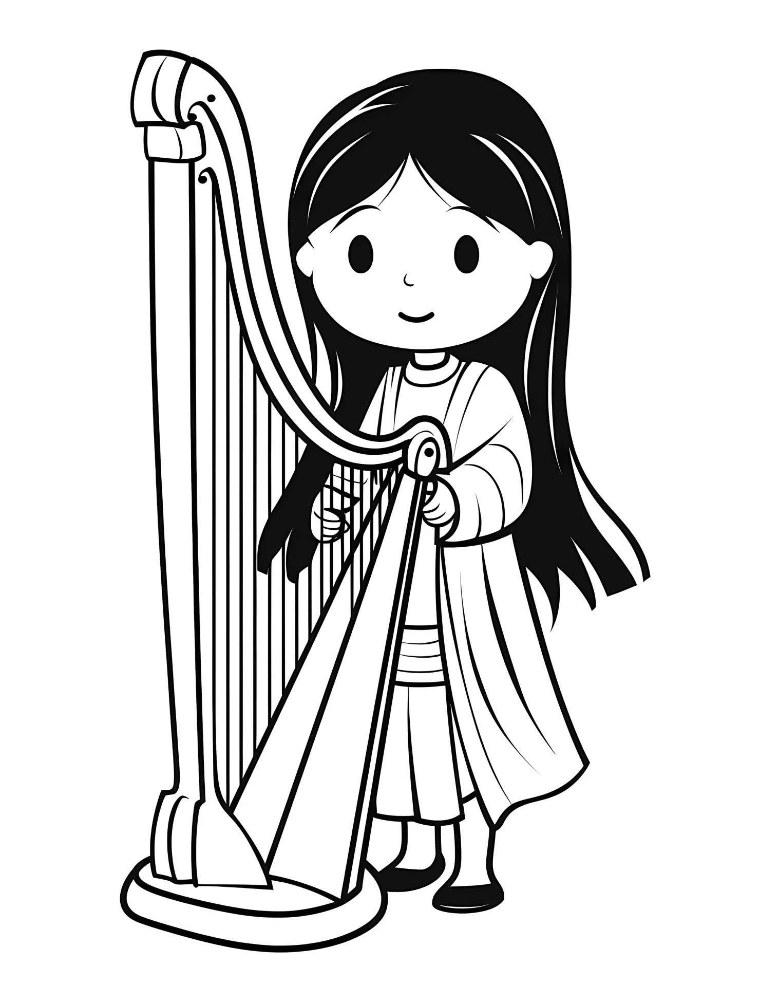 Harp for kids coloring page on white color background #31715