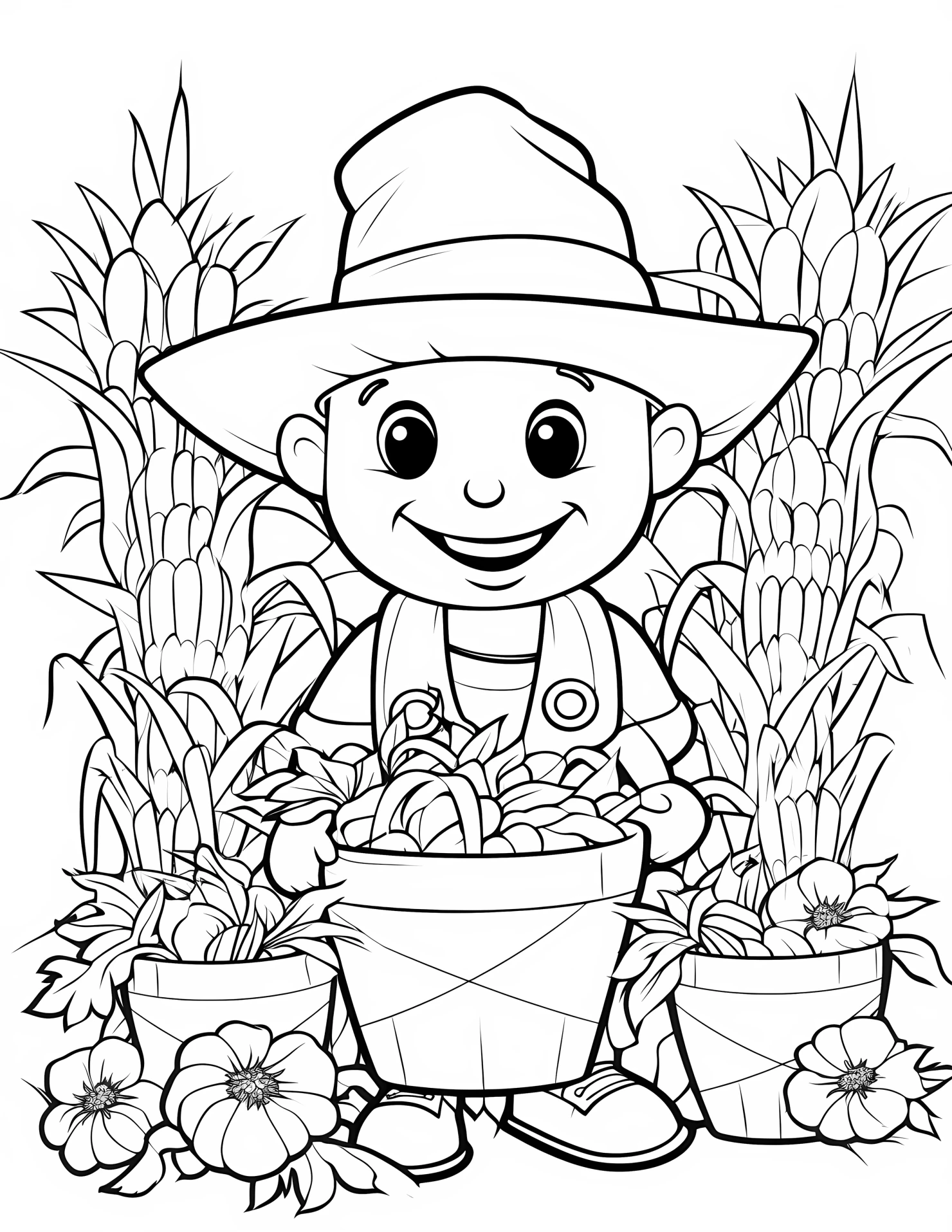 Harvest season for kids coloring page on white color background #31719