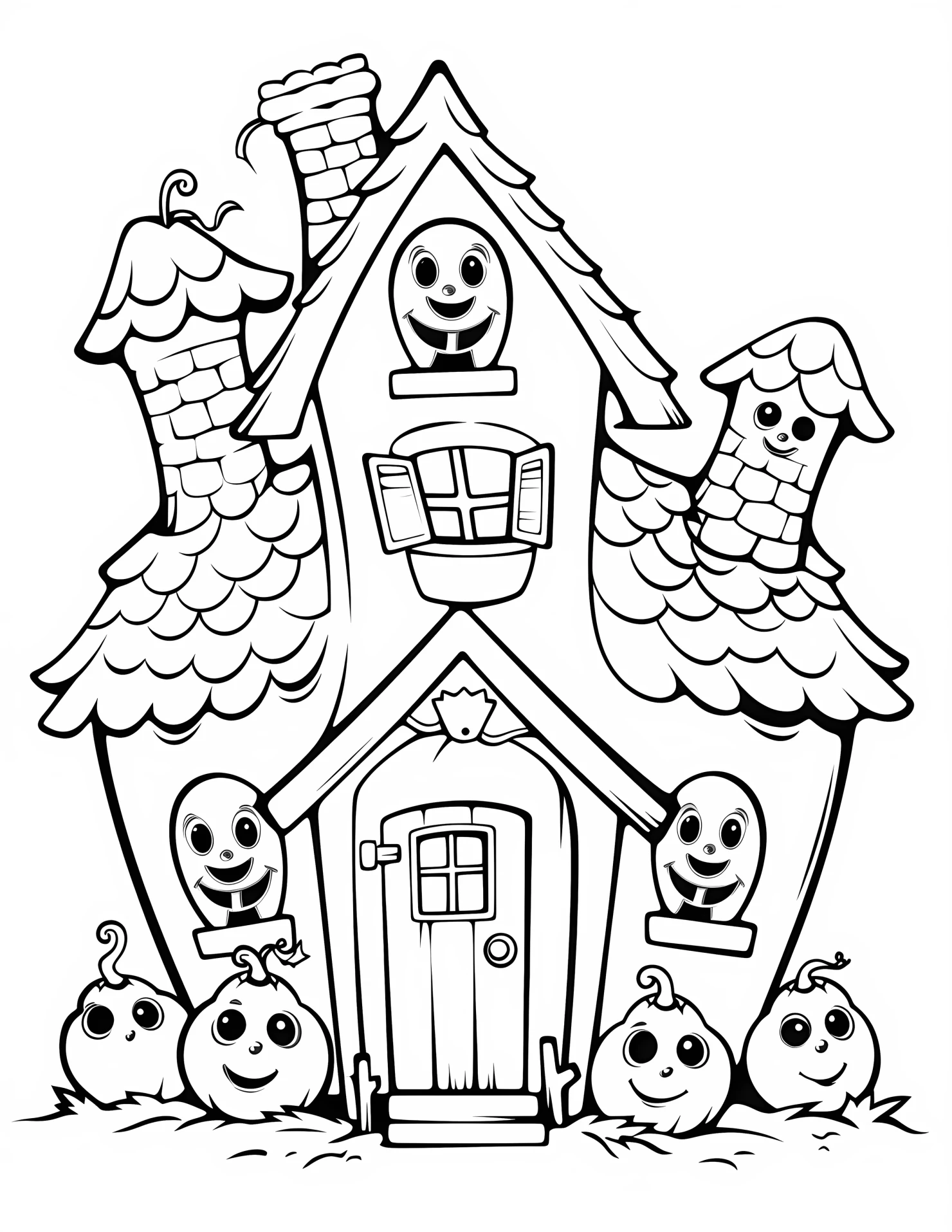 Haunted house for kids coloring page on white color background #31722