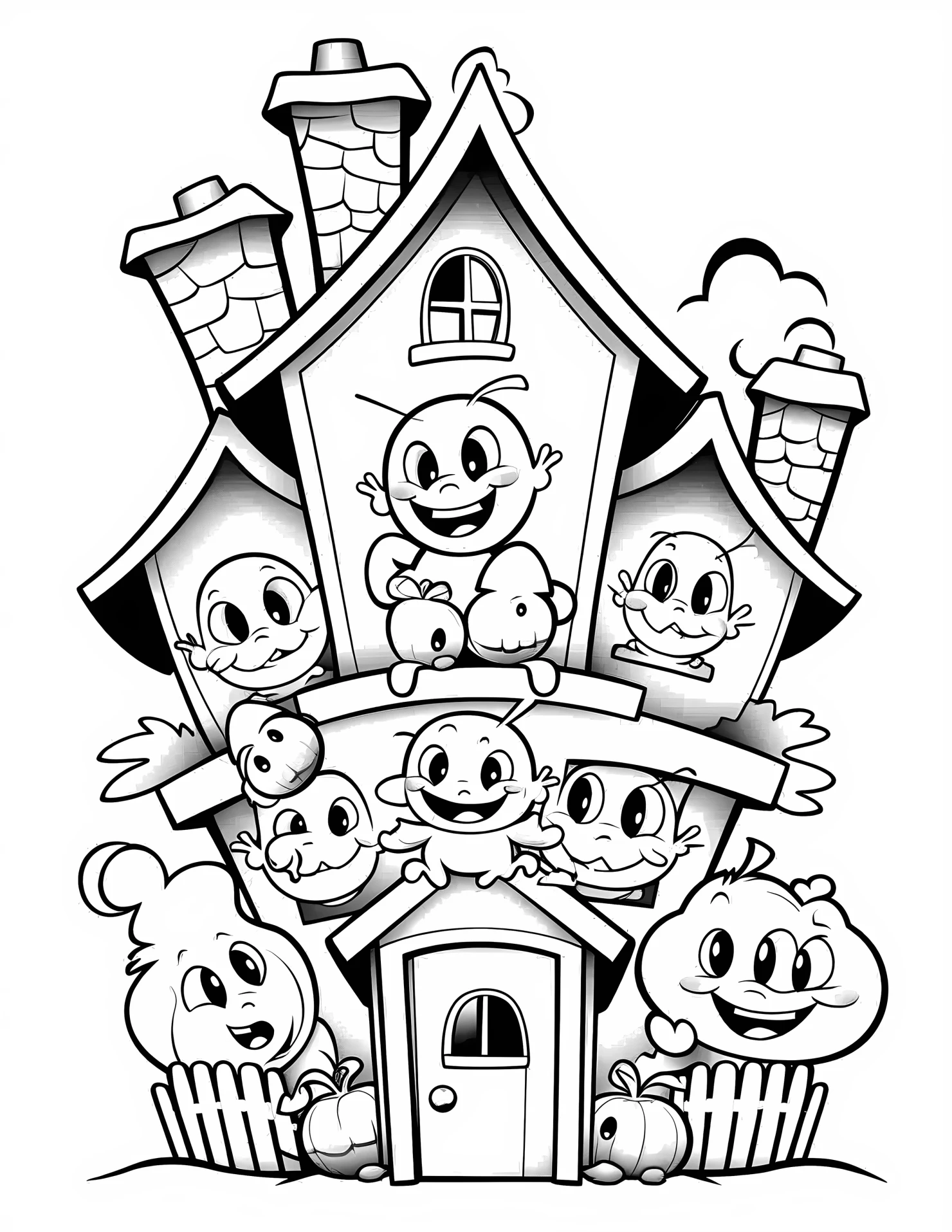 Haunted house for kids coloring page on white color background #31724