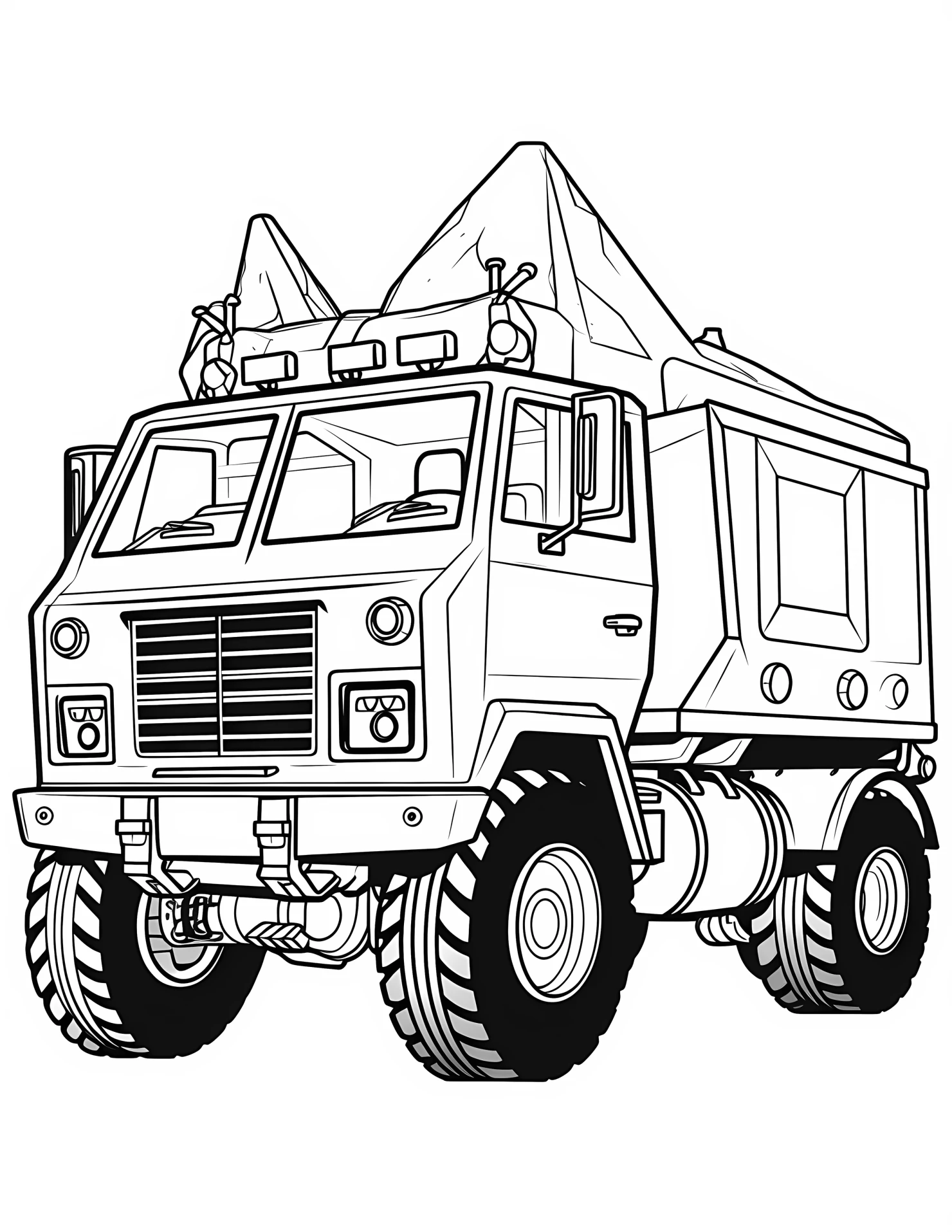 Hazmat truck for kids coloring page on white color background #31727