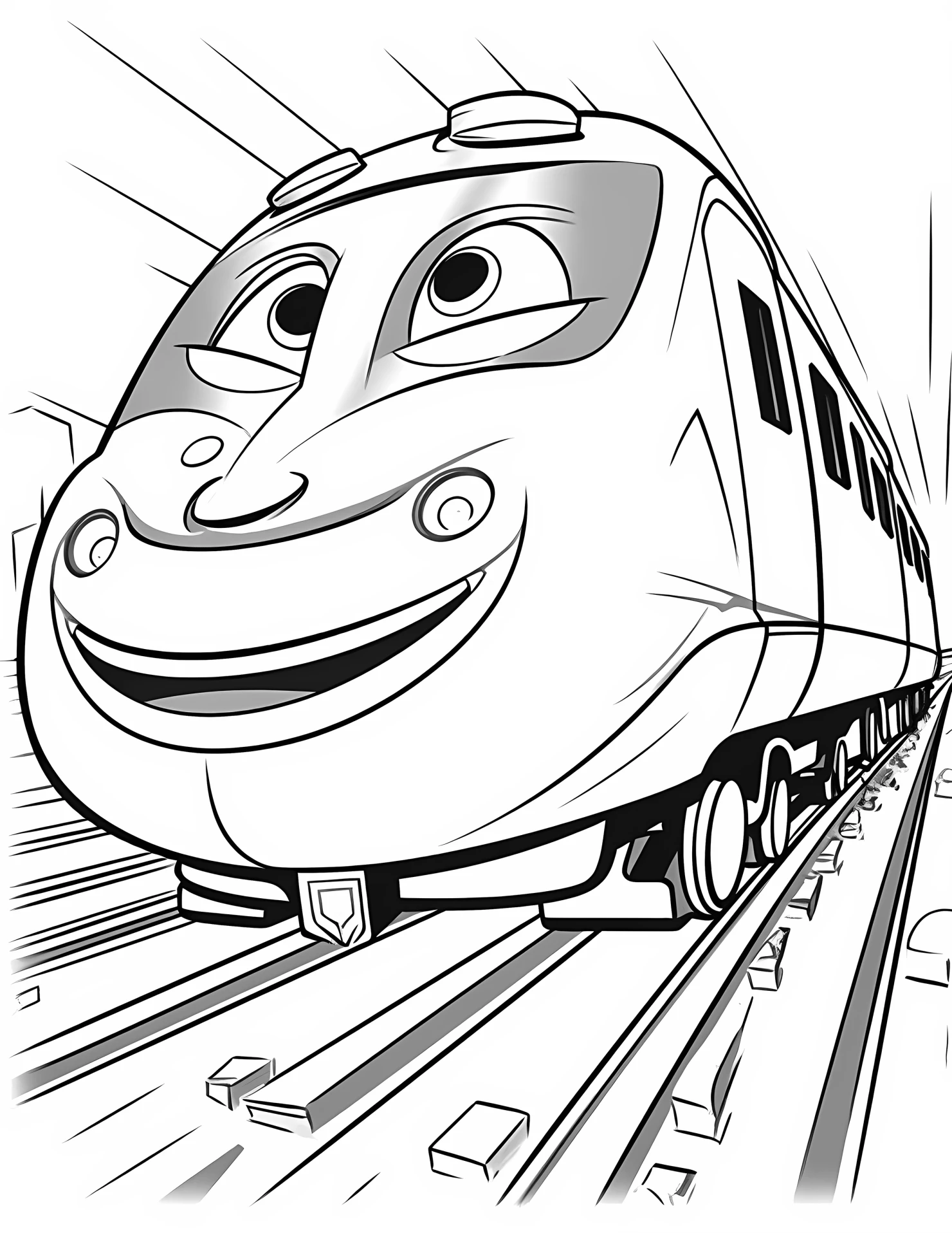 High speed train for kids coloring page on white color background #31761