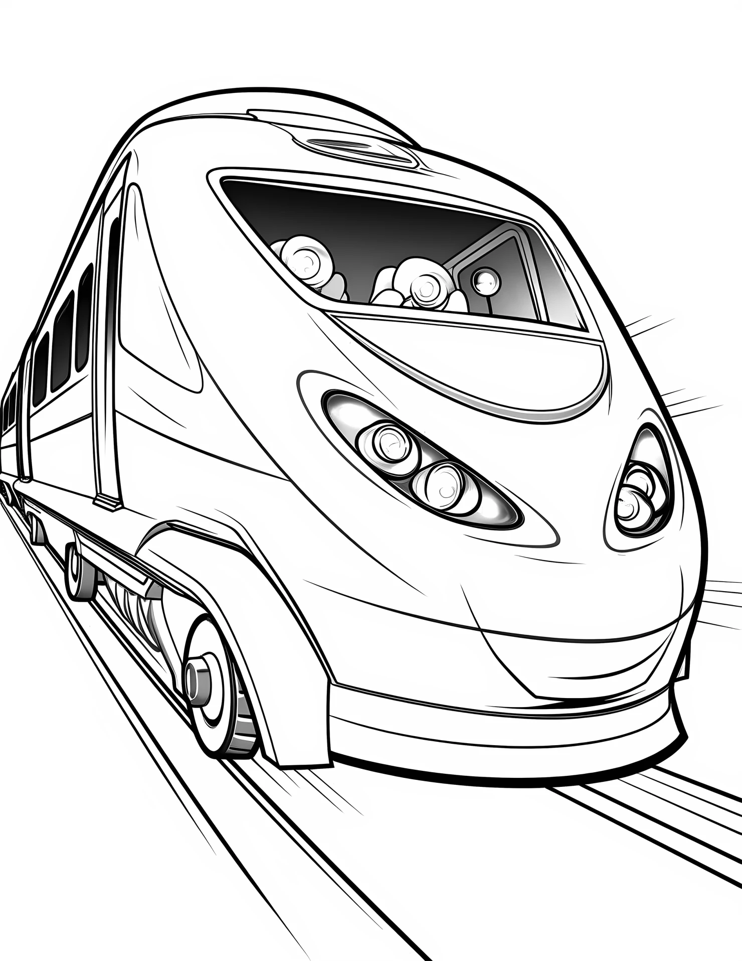 High speed train for kids coloring page on white color background #31762