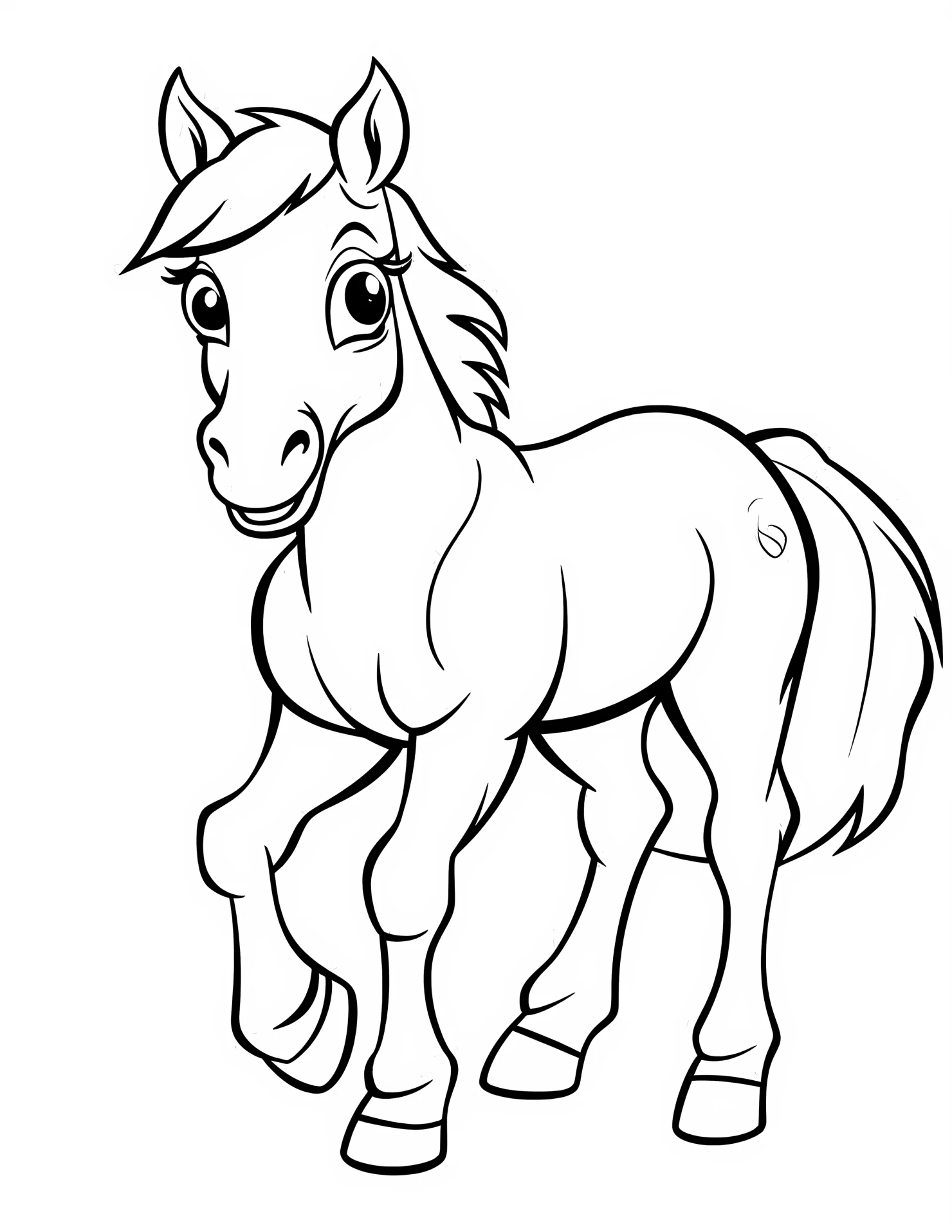 Horse for kids coloring page on white color background #31777