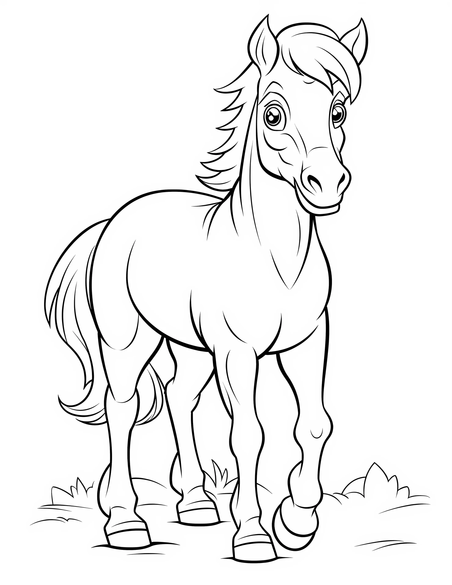 Horse for kids coloring page on white color background #31778