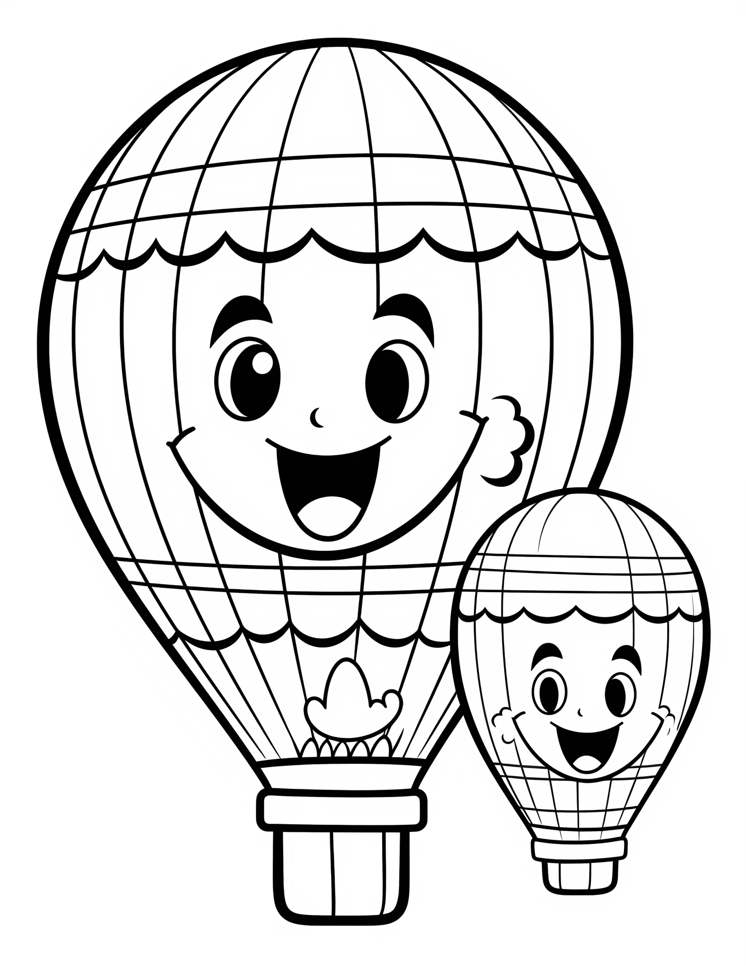 Hot air balloon for kids coloring page on white color background #31785