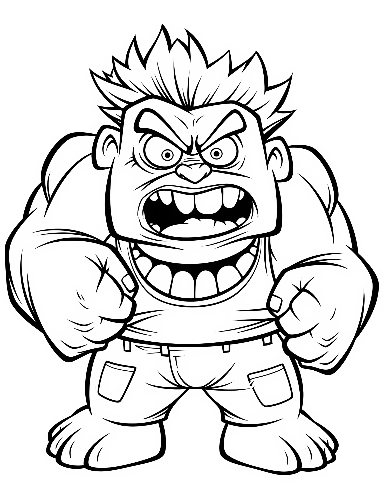 Hulk for kids coloring page on white color background #31791