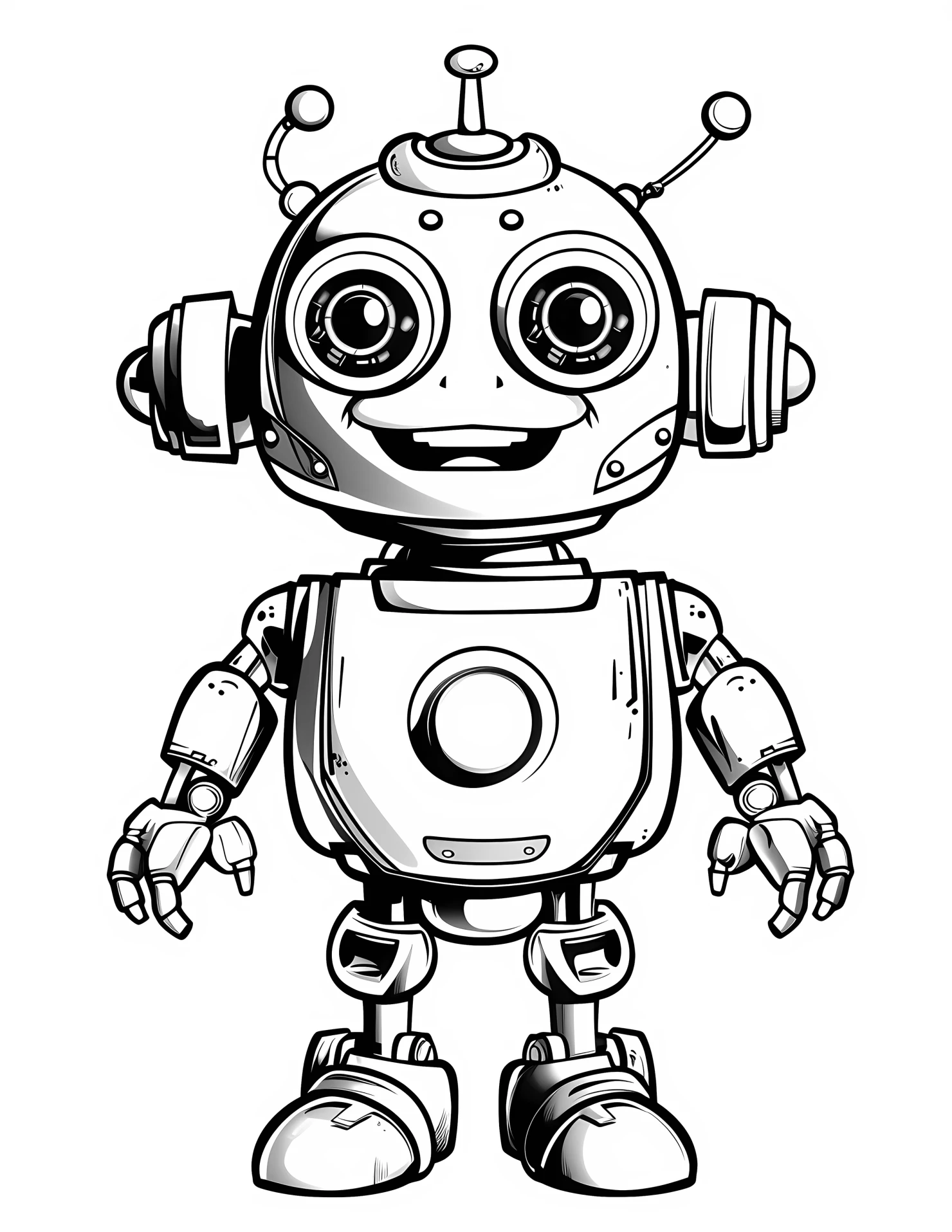 Humanoid robot for kids coloring page on white color background #31793