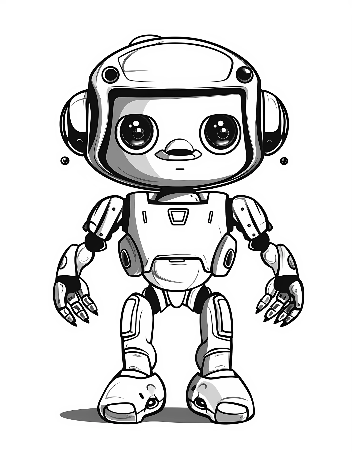 Humanoid robot for kids coloring page on white color background #31795