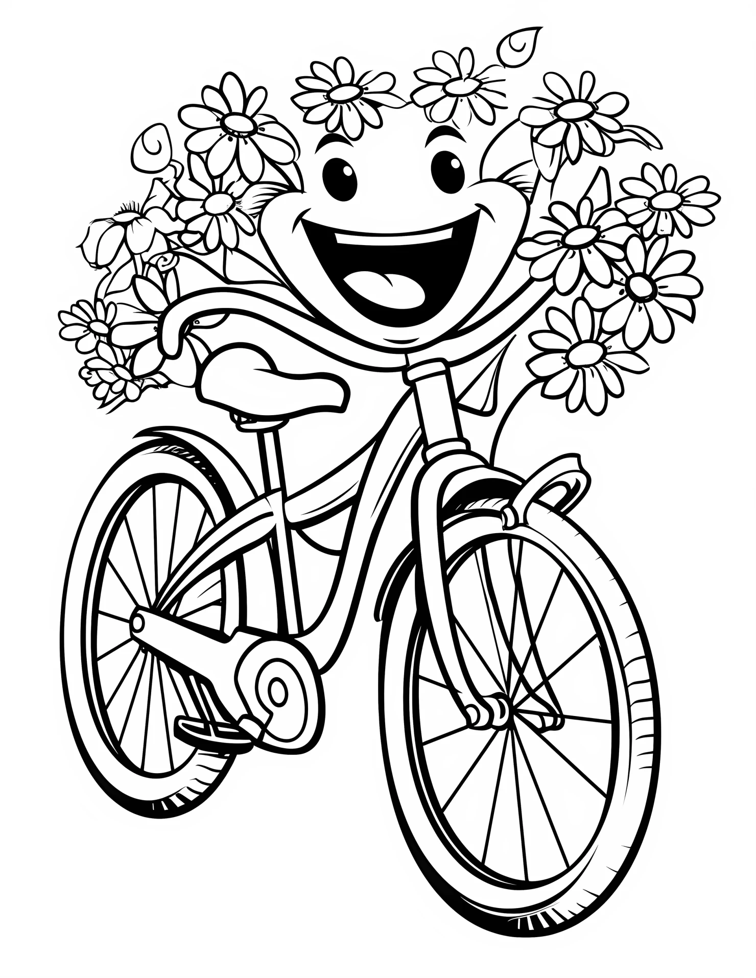 Hybrid bike for kids coloring page on white color background #31803