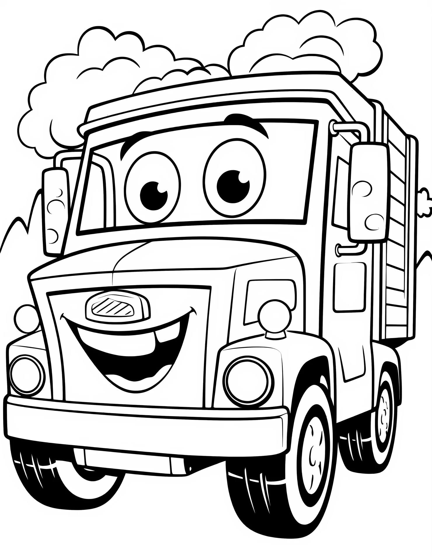 Ice cream truck for kids coloring page on white color background #31816
