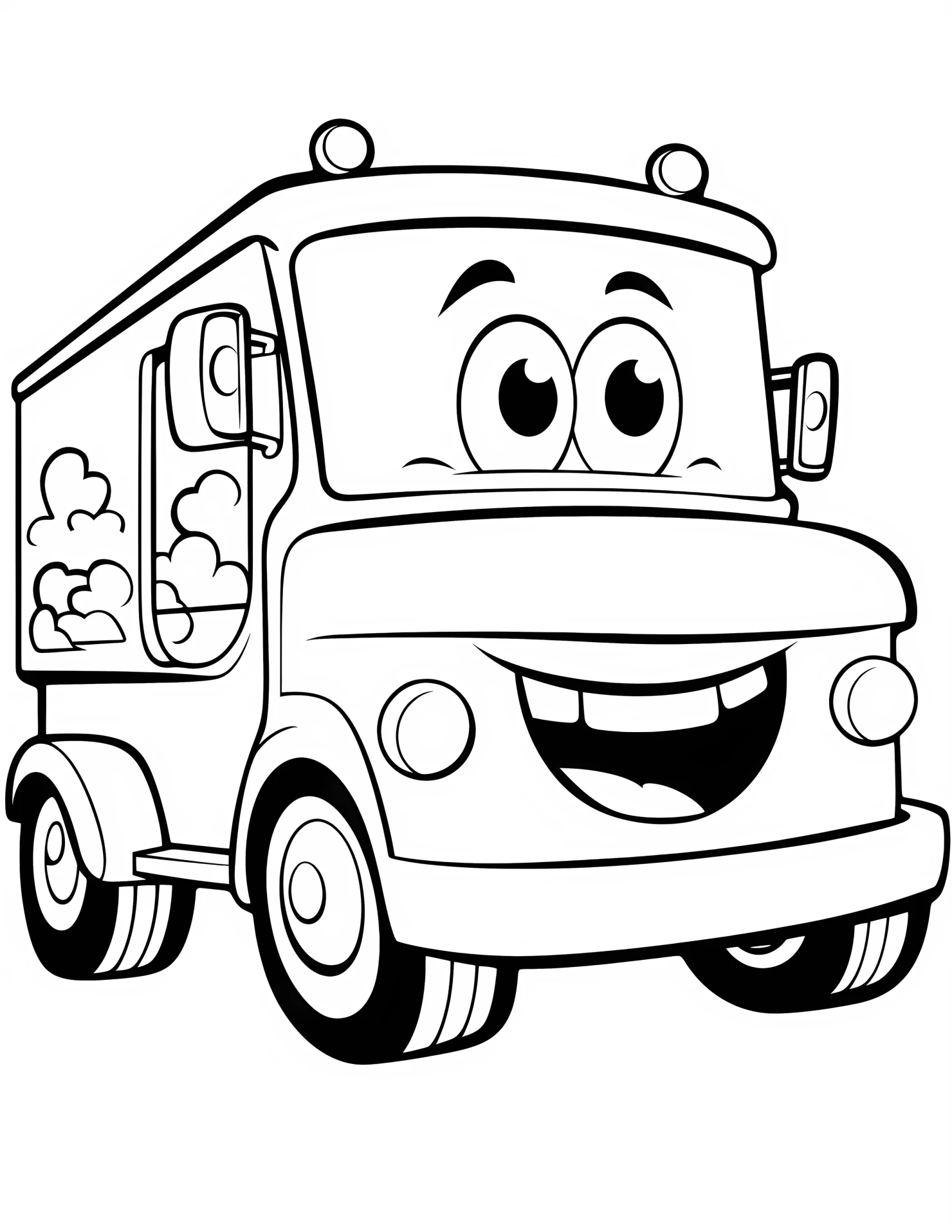 Ice cream truck for kids coloring page on white color background #31819