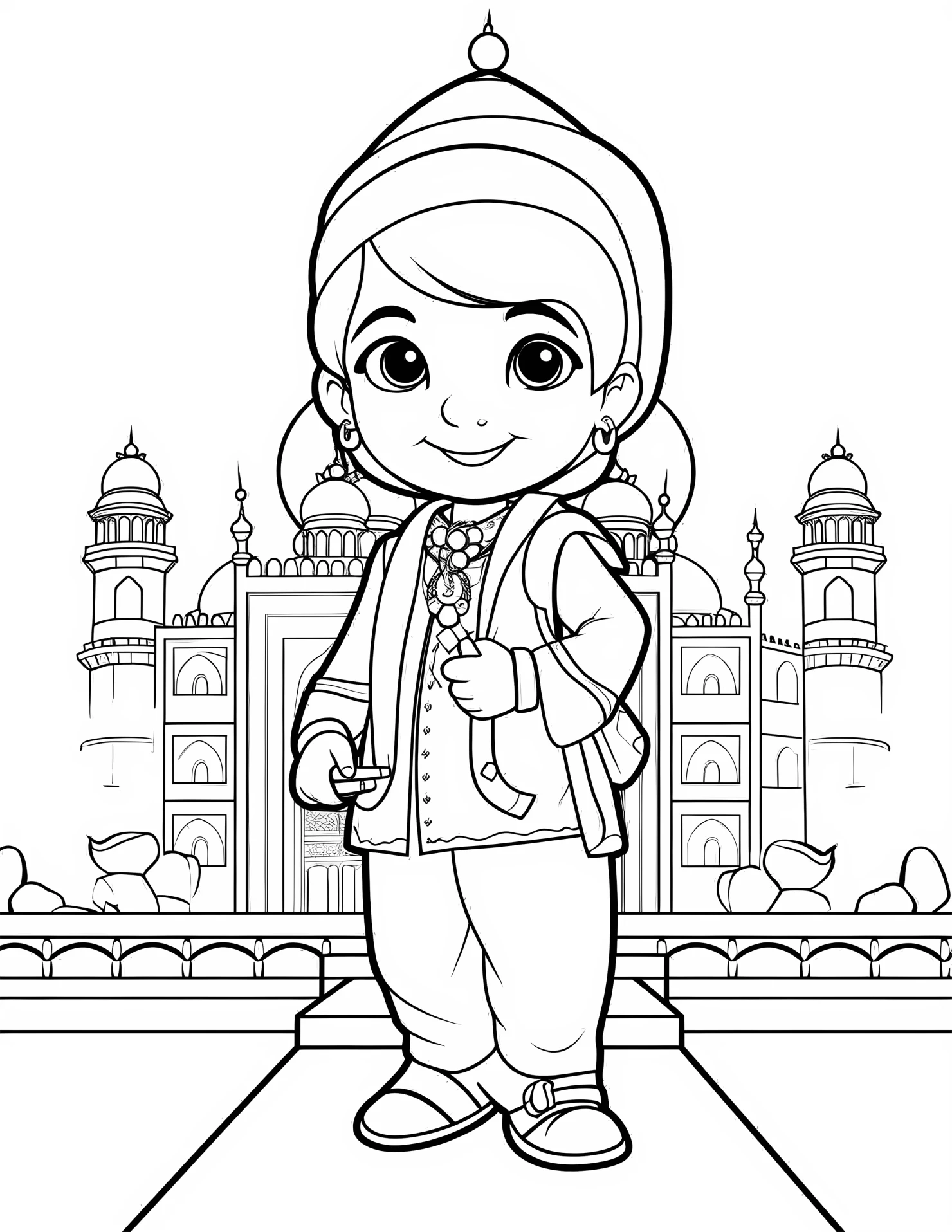 India for kids coloring page on white color background #31828