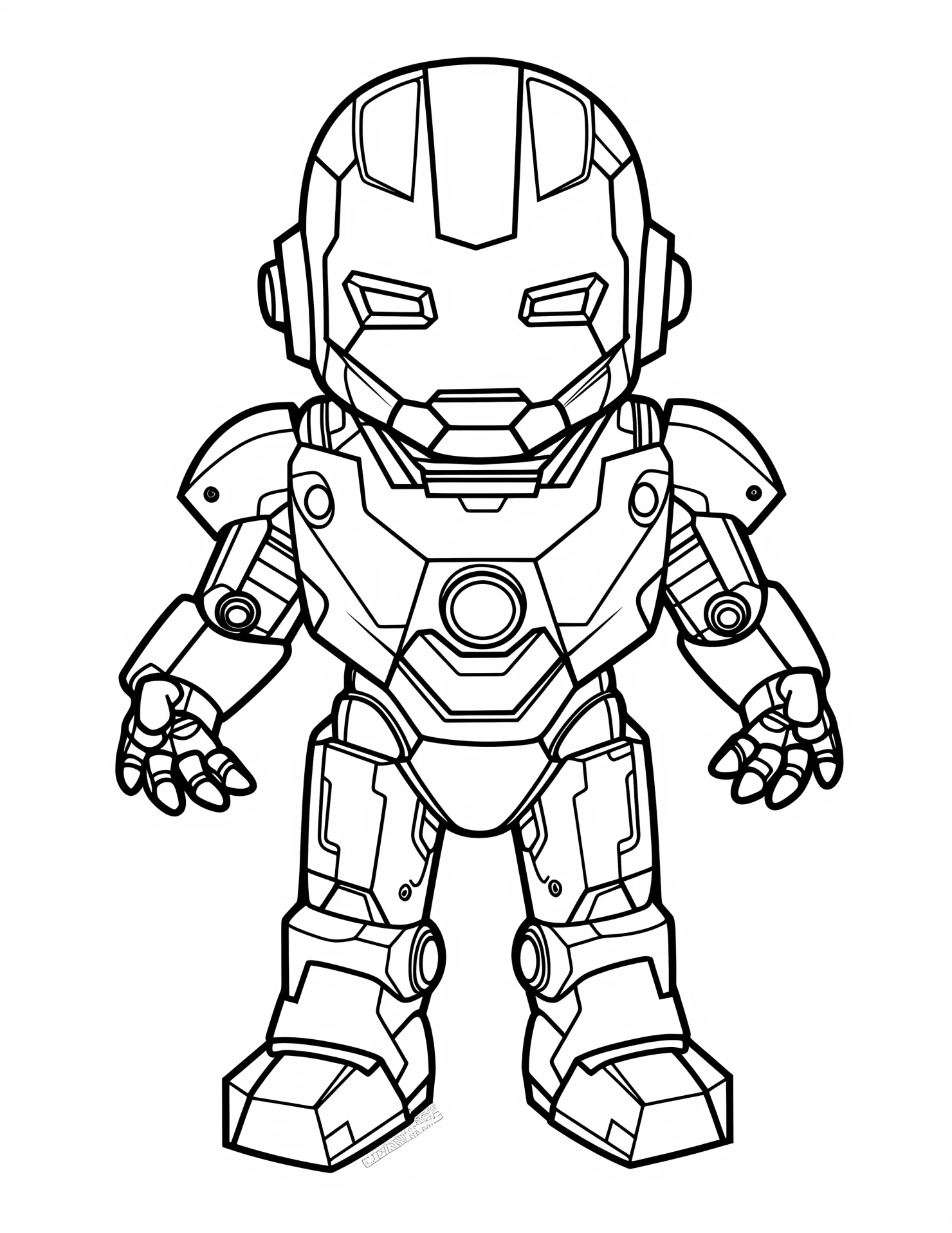 Iron man for kids coloring page on white color background #31837