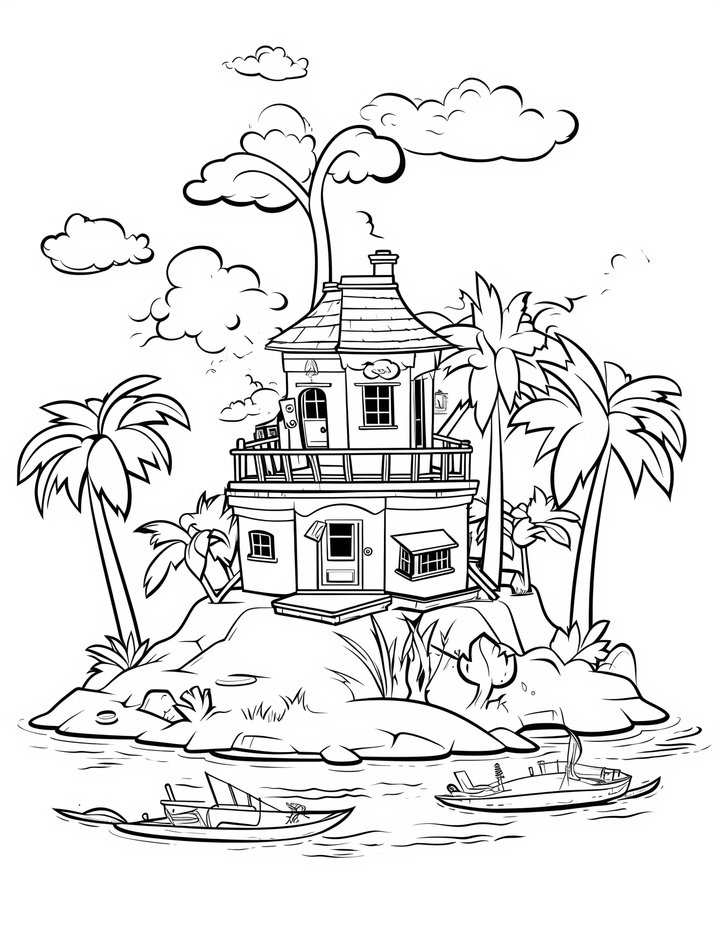 Island for kids coloring page on white color background #31852