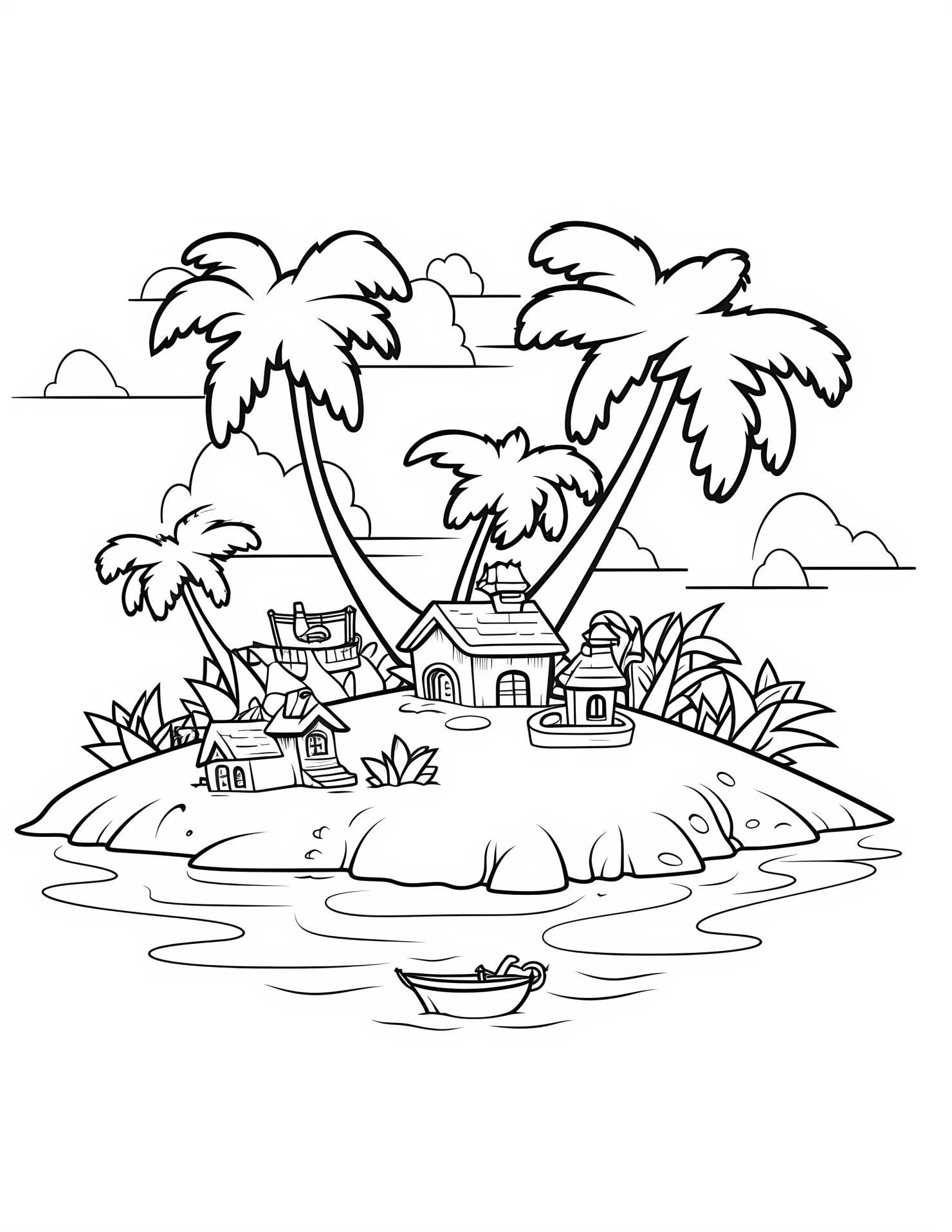 Island for kids coloring page on white color background #31853