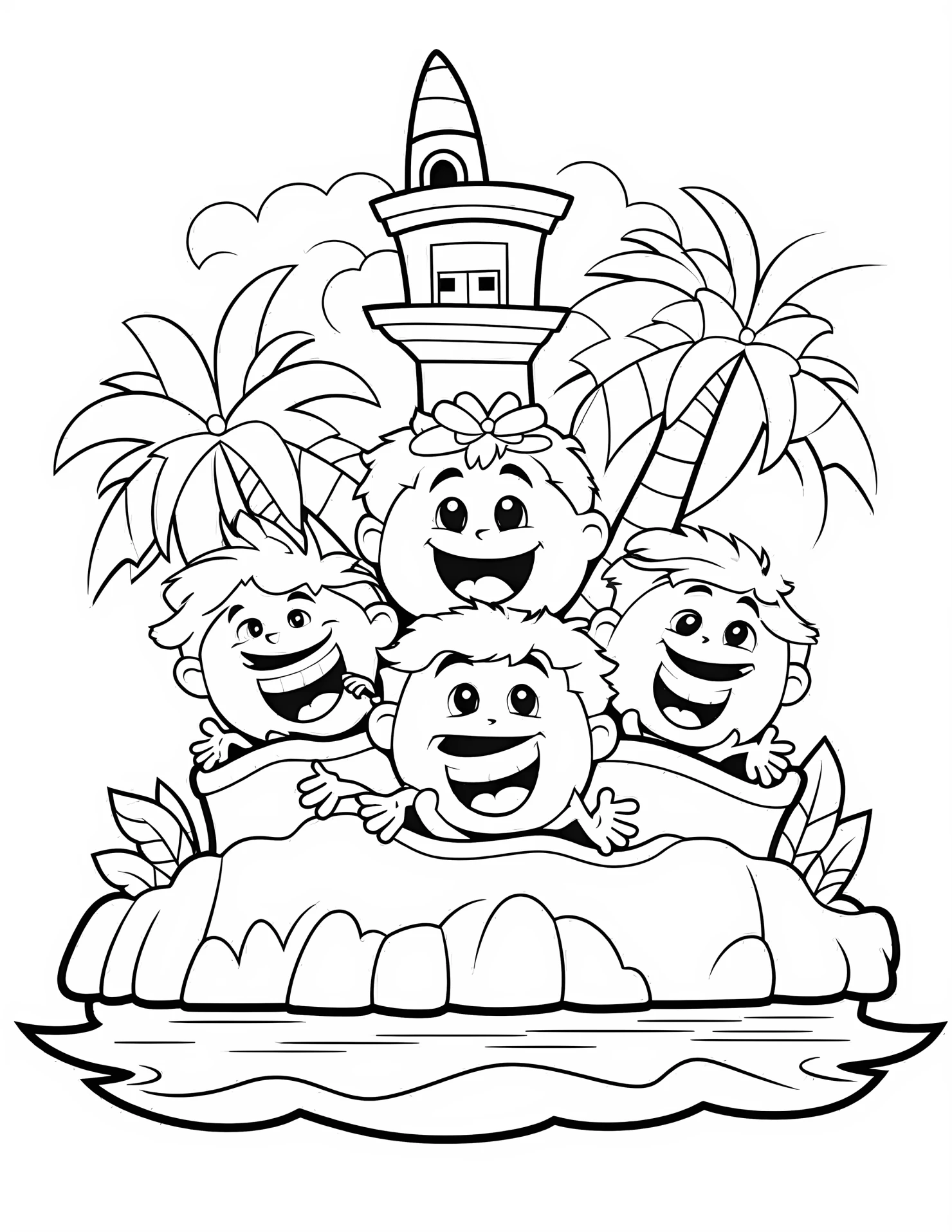 Island for kids coloring page on white color background #31854