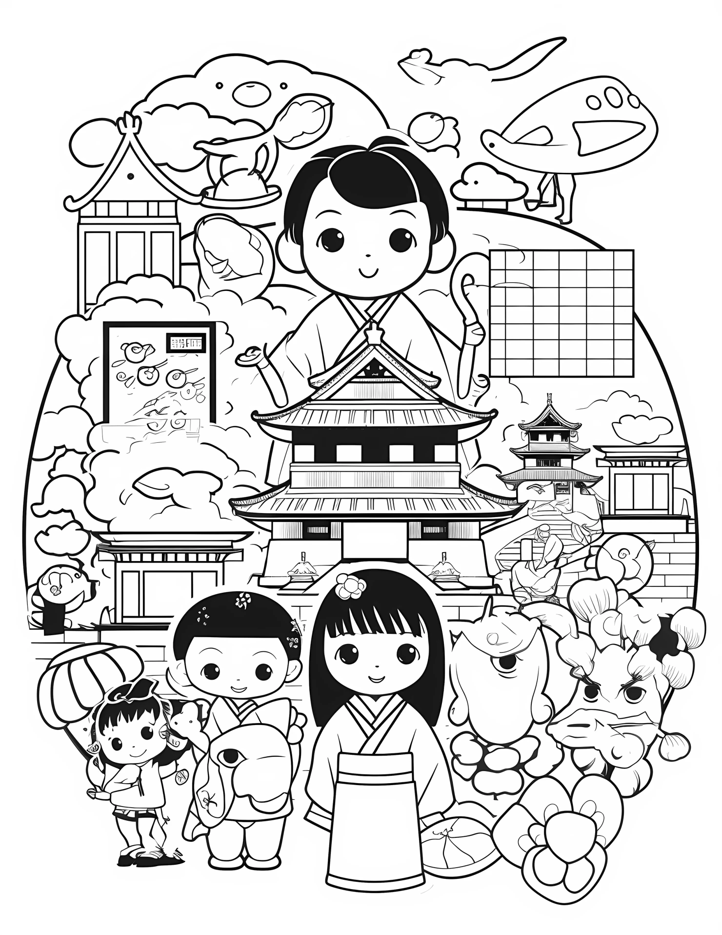 Japan for kids coloring page on white color background #31856