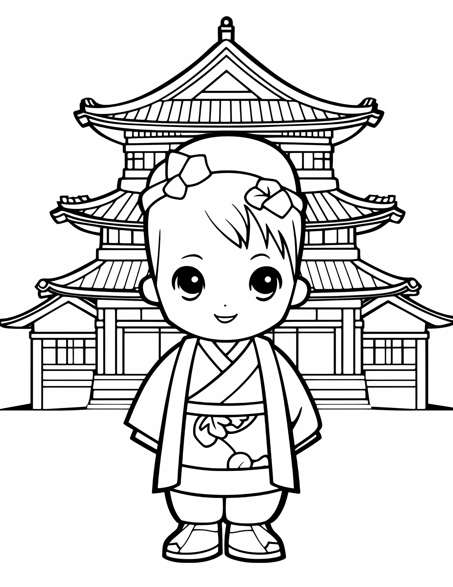 Japan for kids coloring page on white color background #31858