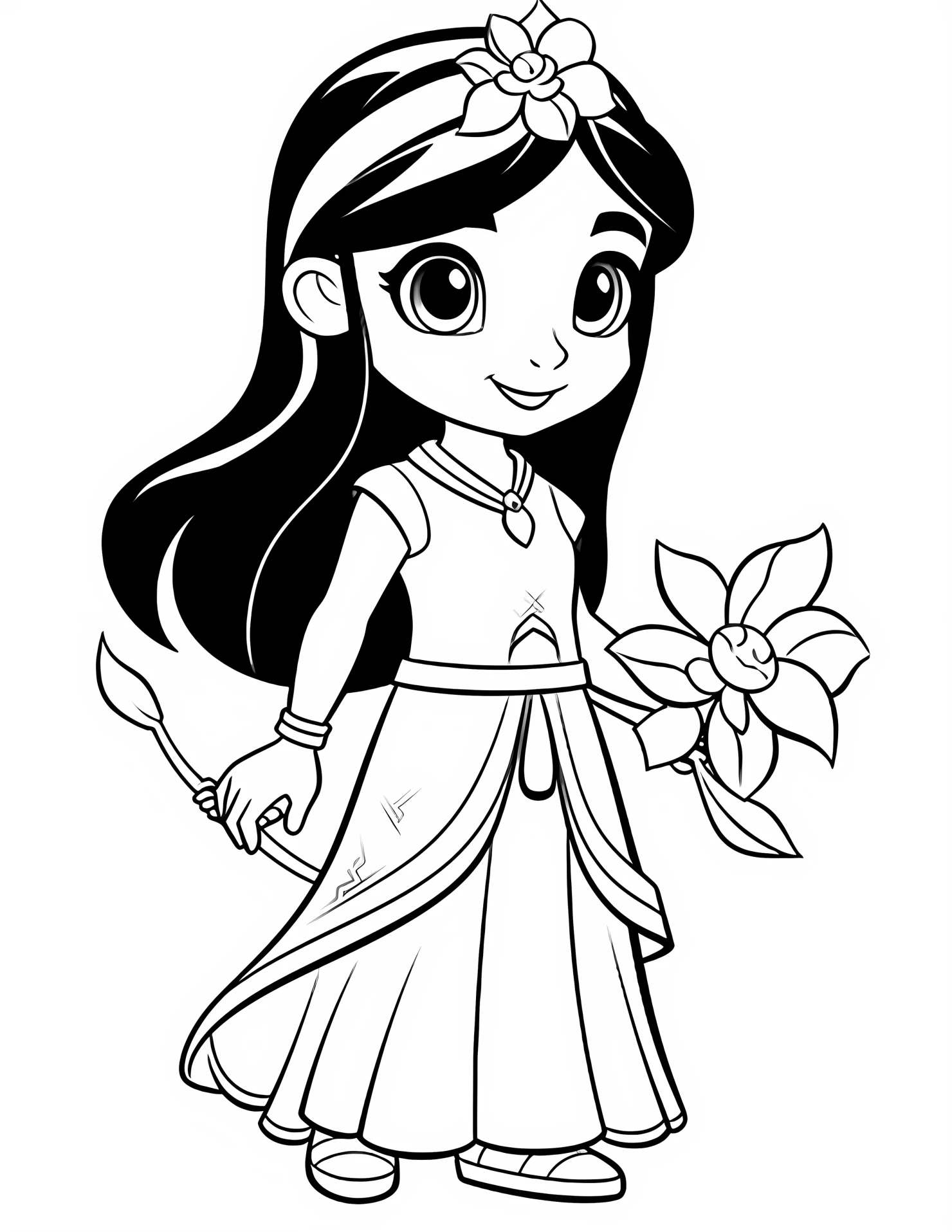 Jasmine for kids coloring page on white color background #31860