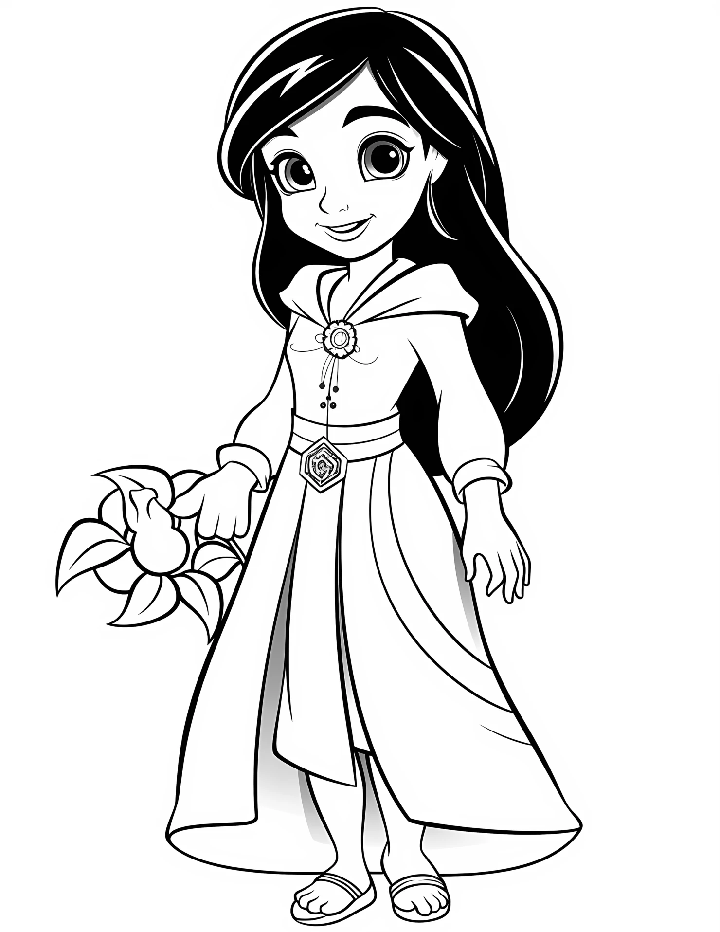 Jasmine for kids coloring page on white color background #31862