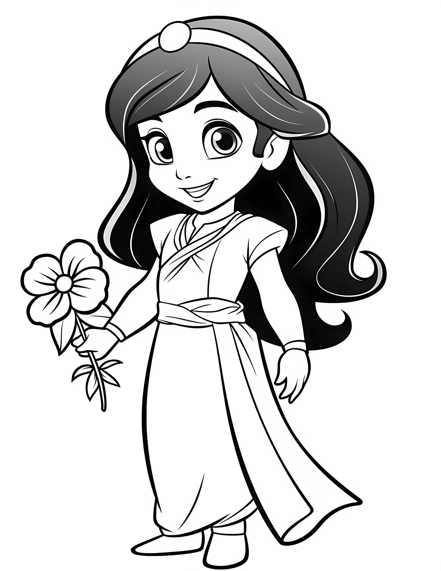 Jasmine for kids coloring page on white color background #31863