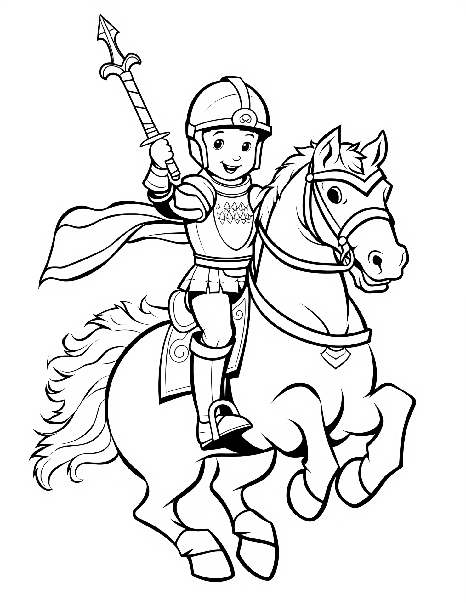 Jousting lance for kids coloring page on white color background #31878