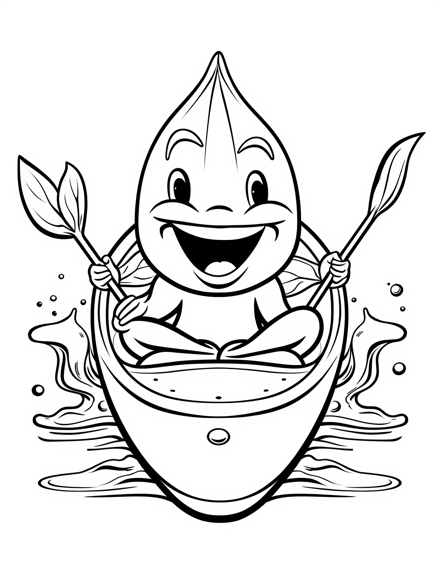 Kayak for kids coloring page on white color background #31899