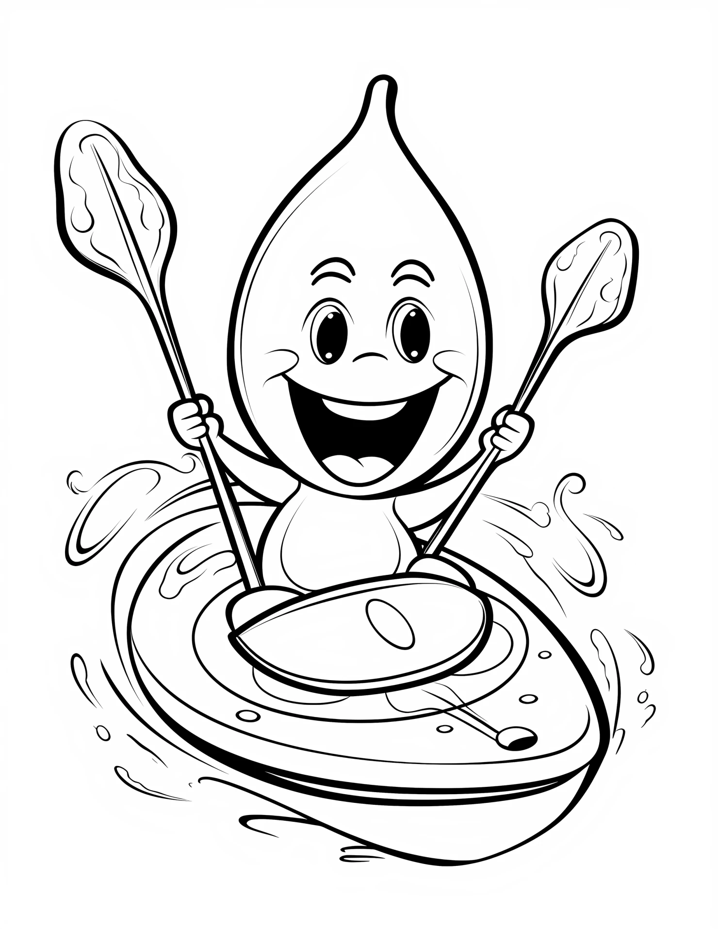 Kayak for kids coloring page on white color background #31902