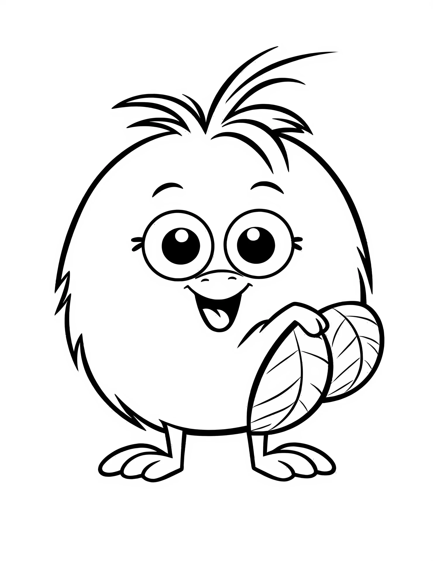 Kiwi for kids coloring page on white color background #31909