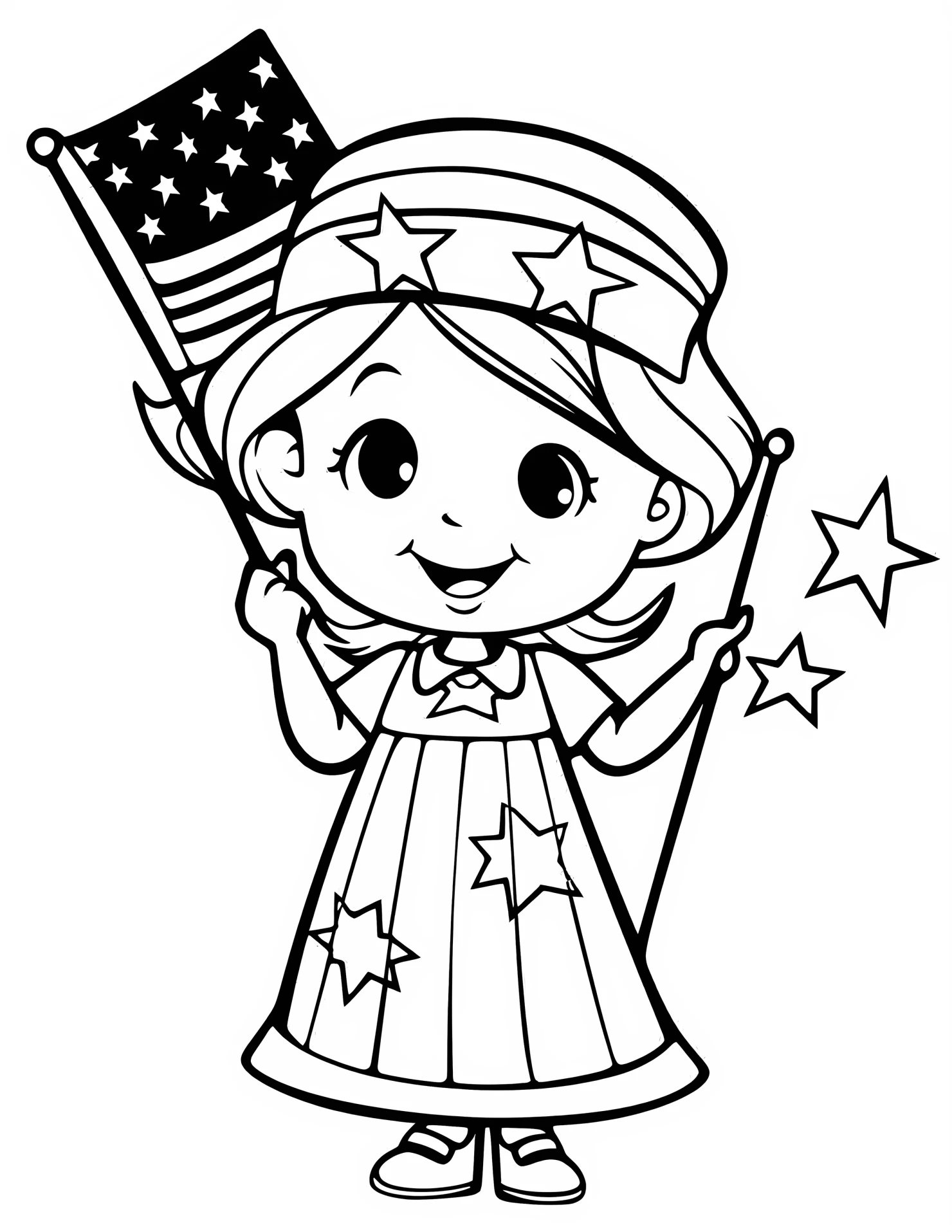 Lady Liberty for kids coloring page on white color background #31926