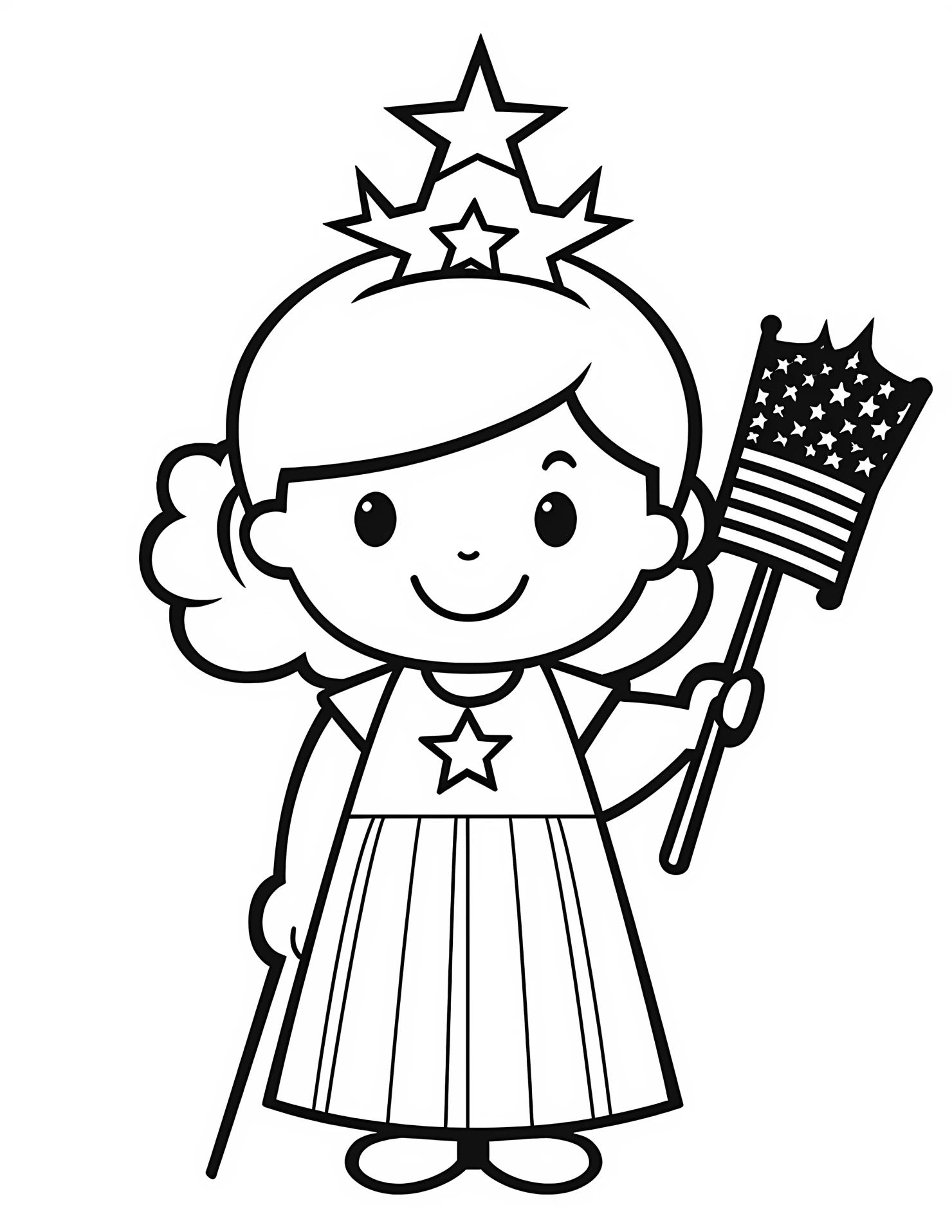 Lady Liberty for kids coloring page on white color background #31929