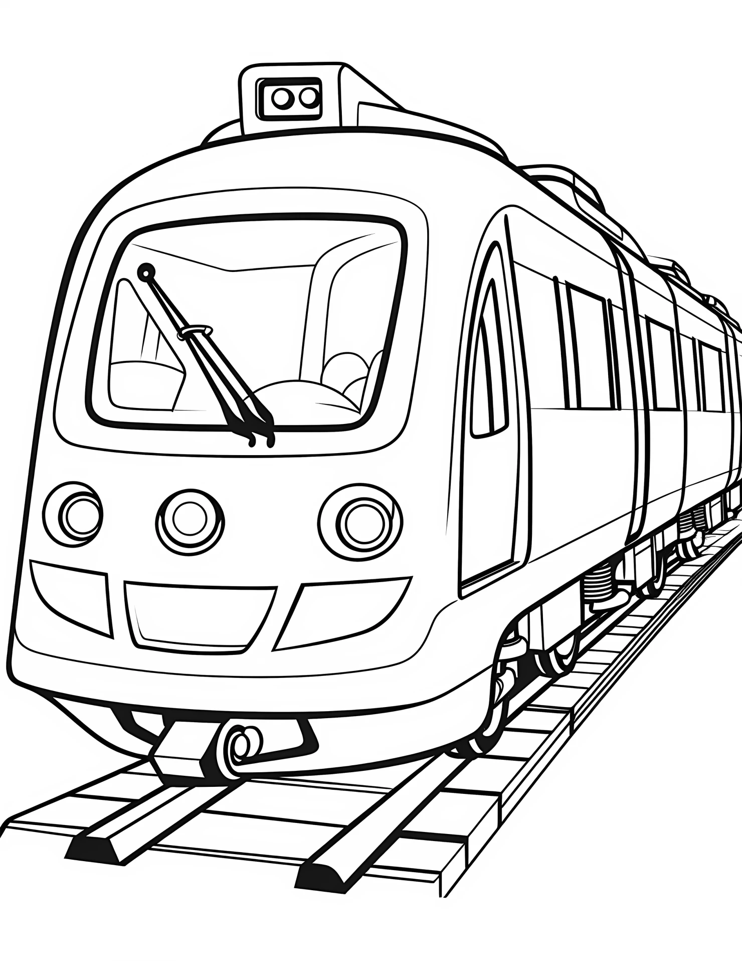 Light rail train for kids coloring page on white color background #31946